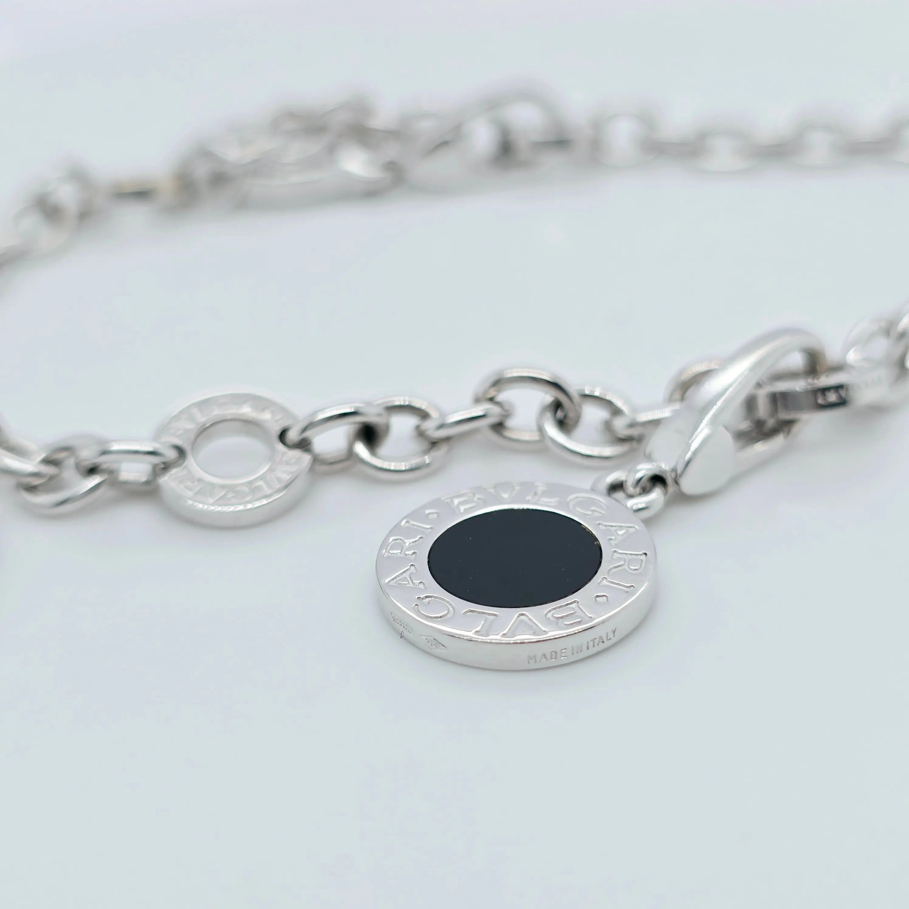 Pre-Owned Bvlgari Charm Diamond Bracelet | 18K White Gold, 8 Inch Chloe's Jewellers