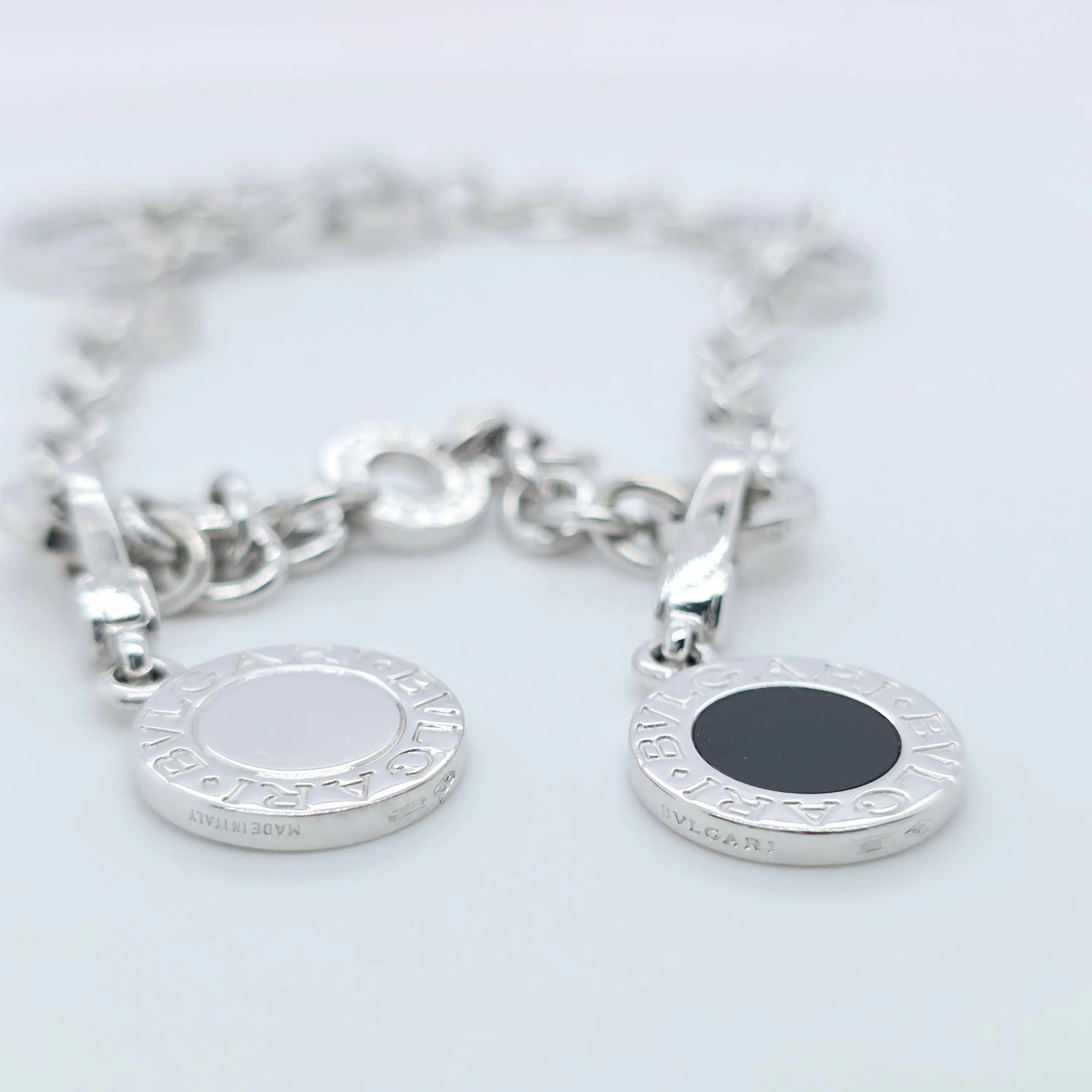 Pre-Owned Bvlgari Charm Diamond Bracelet | 18K White Gold, 8 Inch Chloe's Jewellers