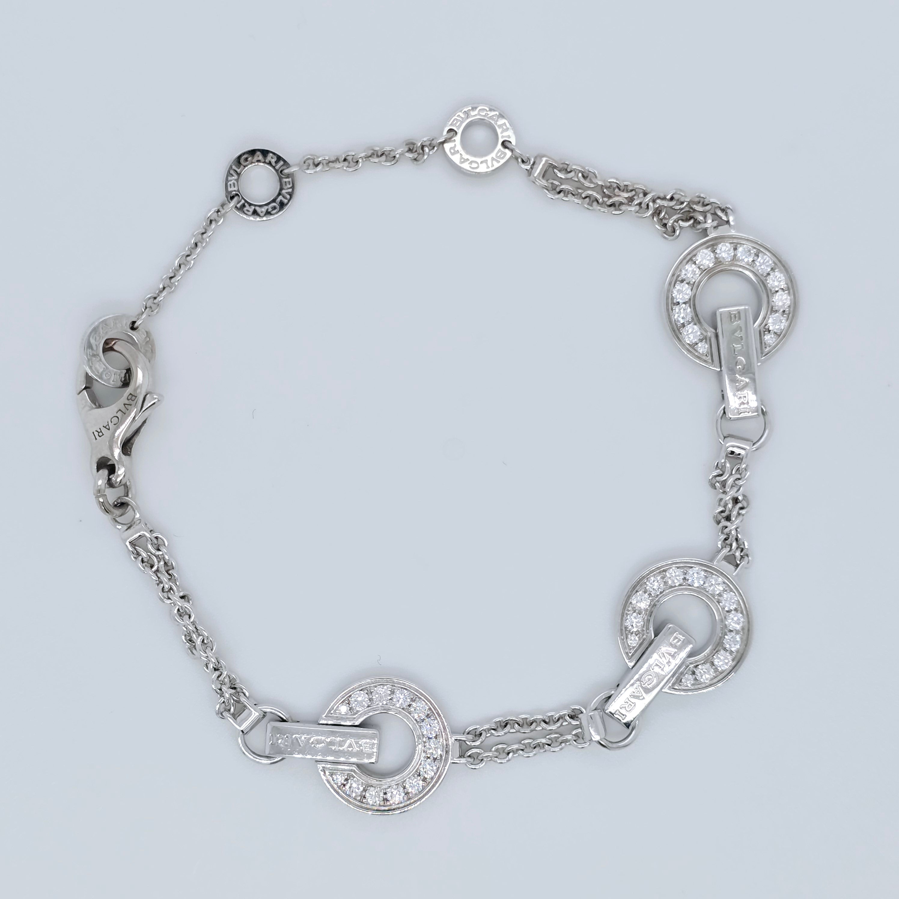 Pre-Owned Bvlgari Charm Diamond Bracelet | 0.53ct, 18K White Gold Chloe's Jewellers