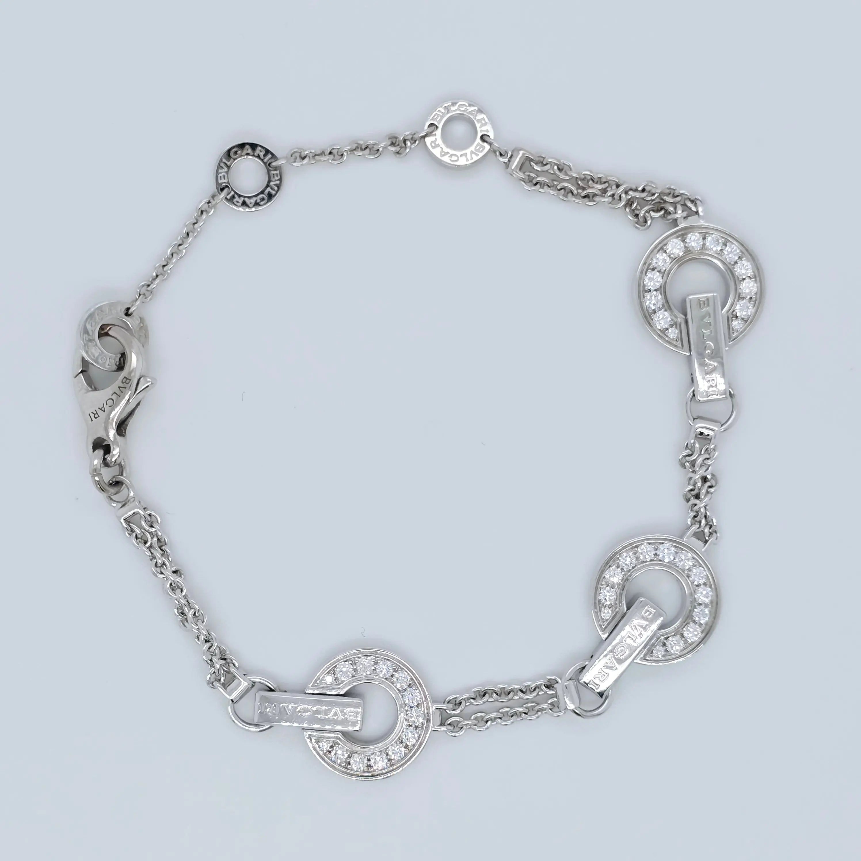 Pre-Owned Bvlgari Charm Diamond Bracelet | 0.53ct, 18K White Gold Chloe's Jewellers