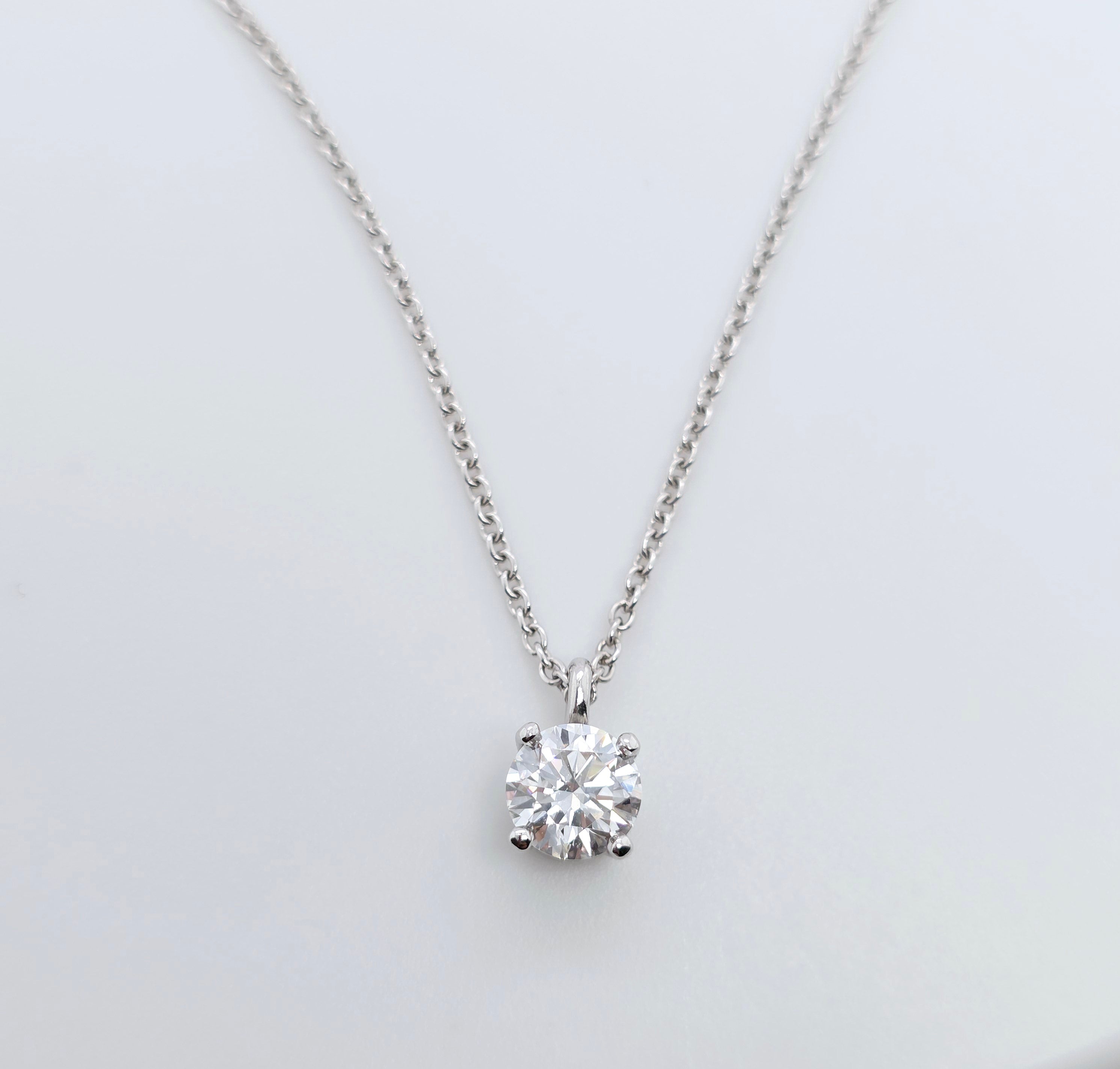 Tiffany & Co. Solitaire Pendant In Platinum, Tiffany Necklace, 16 Inches