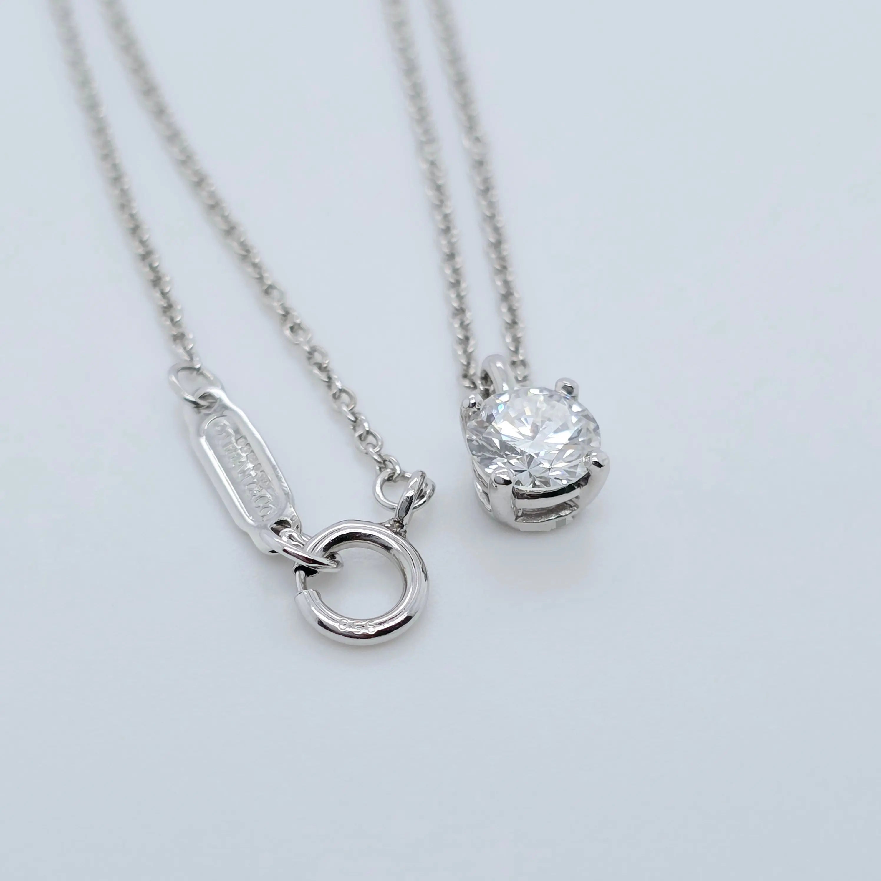 Tiffany & Co. Solitaire Pendant In Platinum, Tiffany Necklace, 16 Inches Chloe's Jewellers