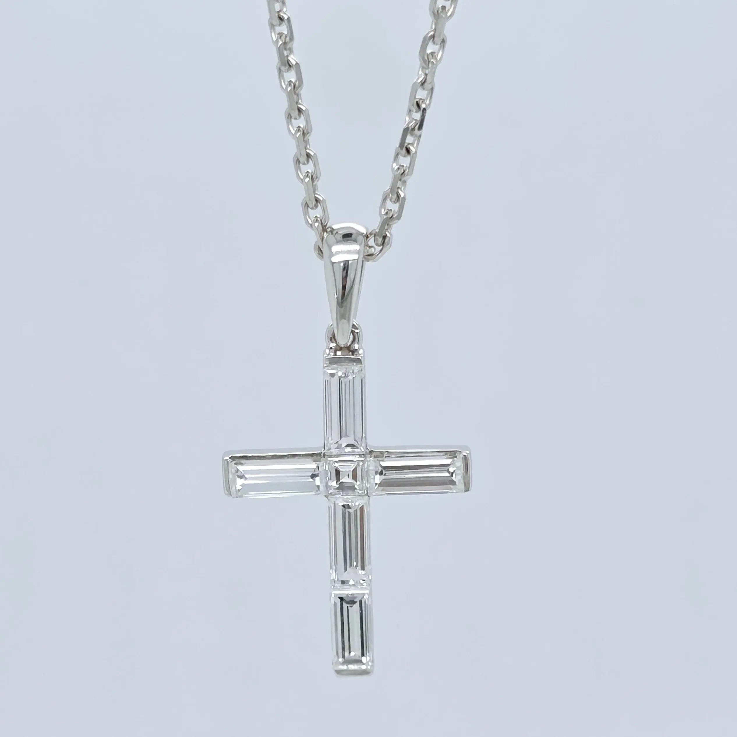 Boucheron Diamond Cross Necklace, 18ct White Gold Chloe's Jewellers