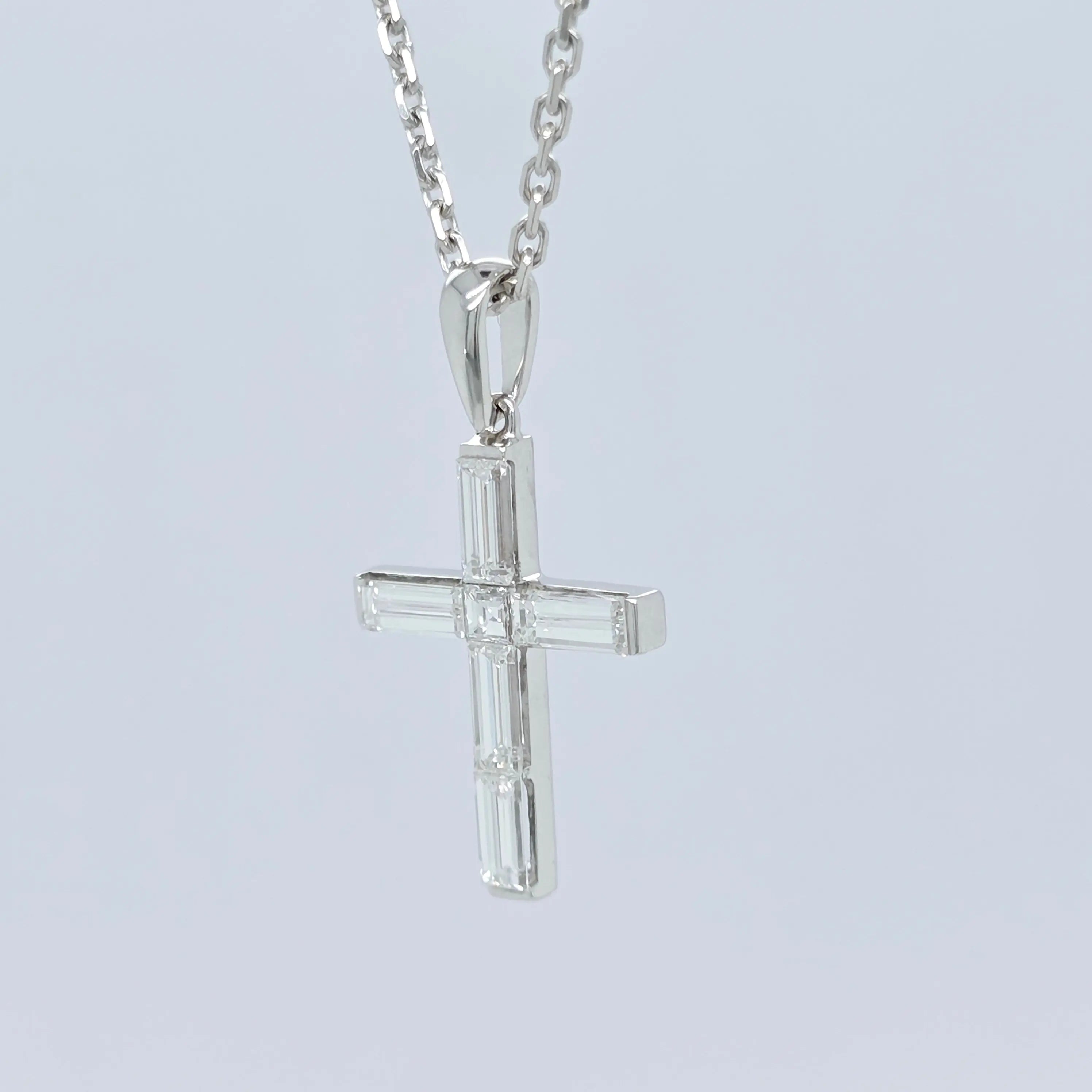 Boucheron Diamond Cross Necklace, 18ct White Gold Chloe's Jewellers
