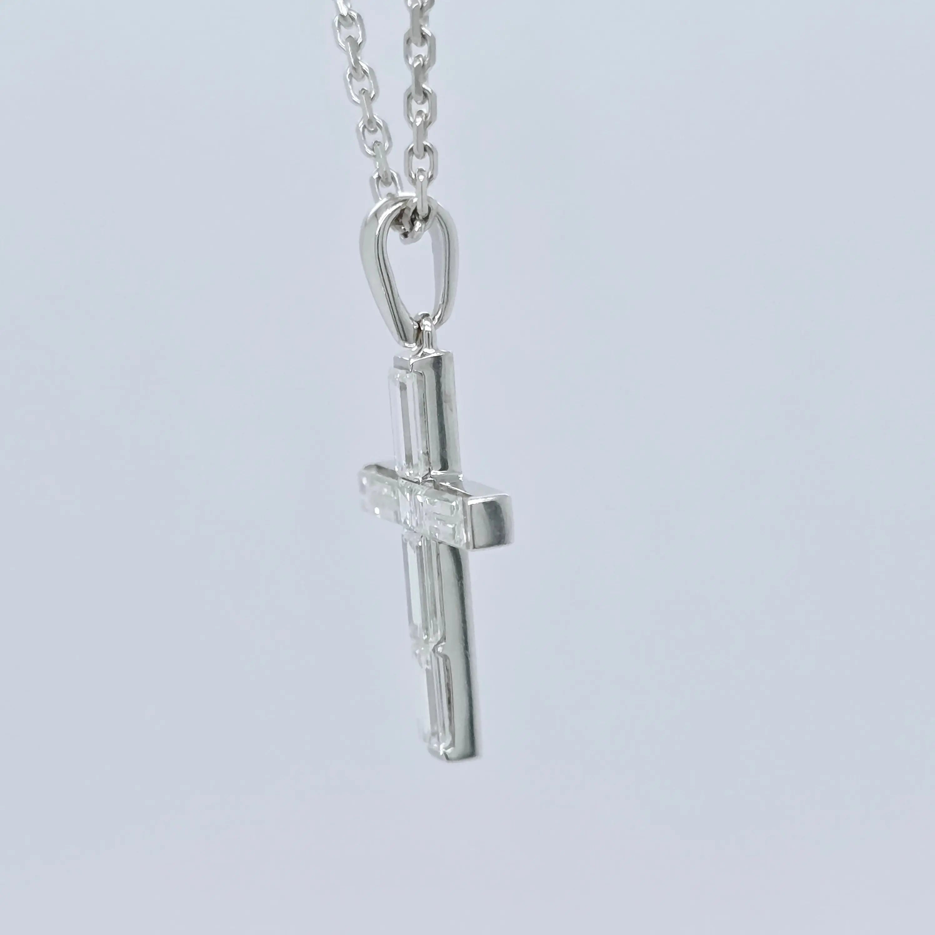 Boucheron Diamond Cross Necklace, 18ct White Gold Chloe's Jewellers