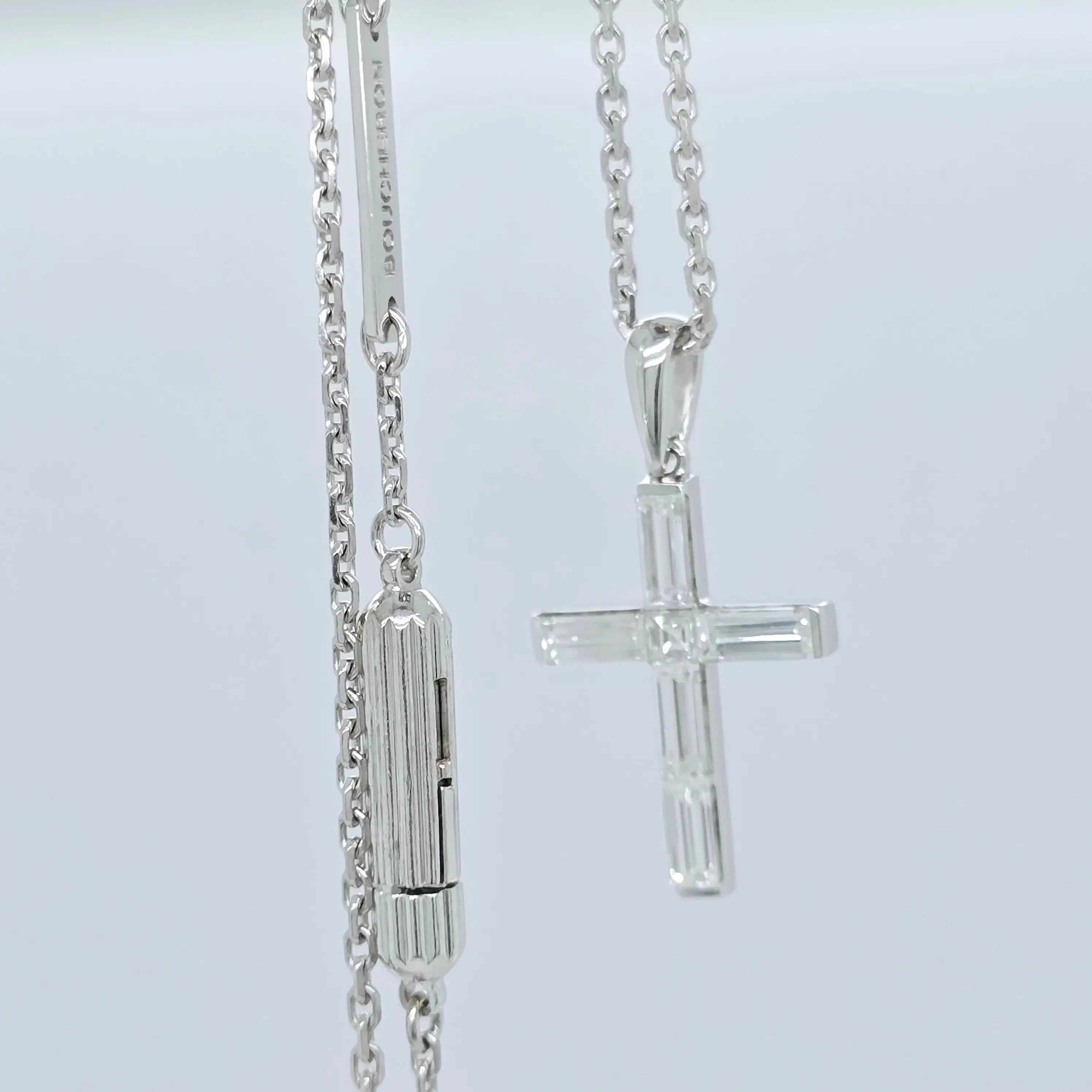 Boucheron Diamond Cross Necklace, 18ct White Gold Chloe's Jewellers