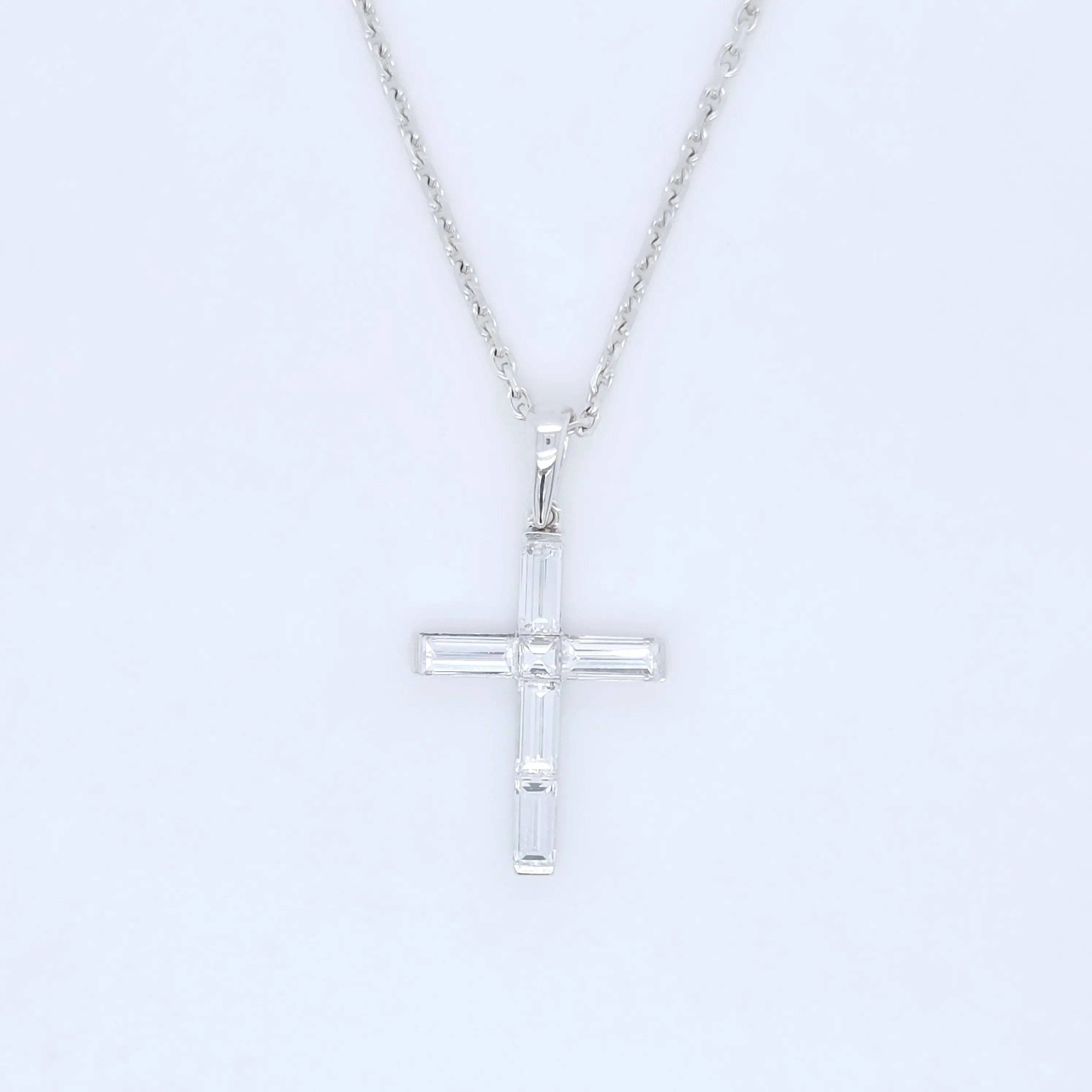 Boucheron Diamond Cross Necklace, 18ct White Gold Chloe's Jewellers