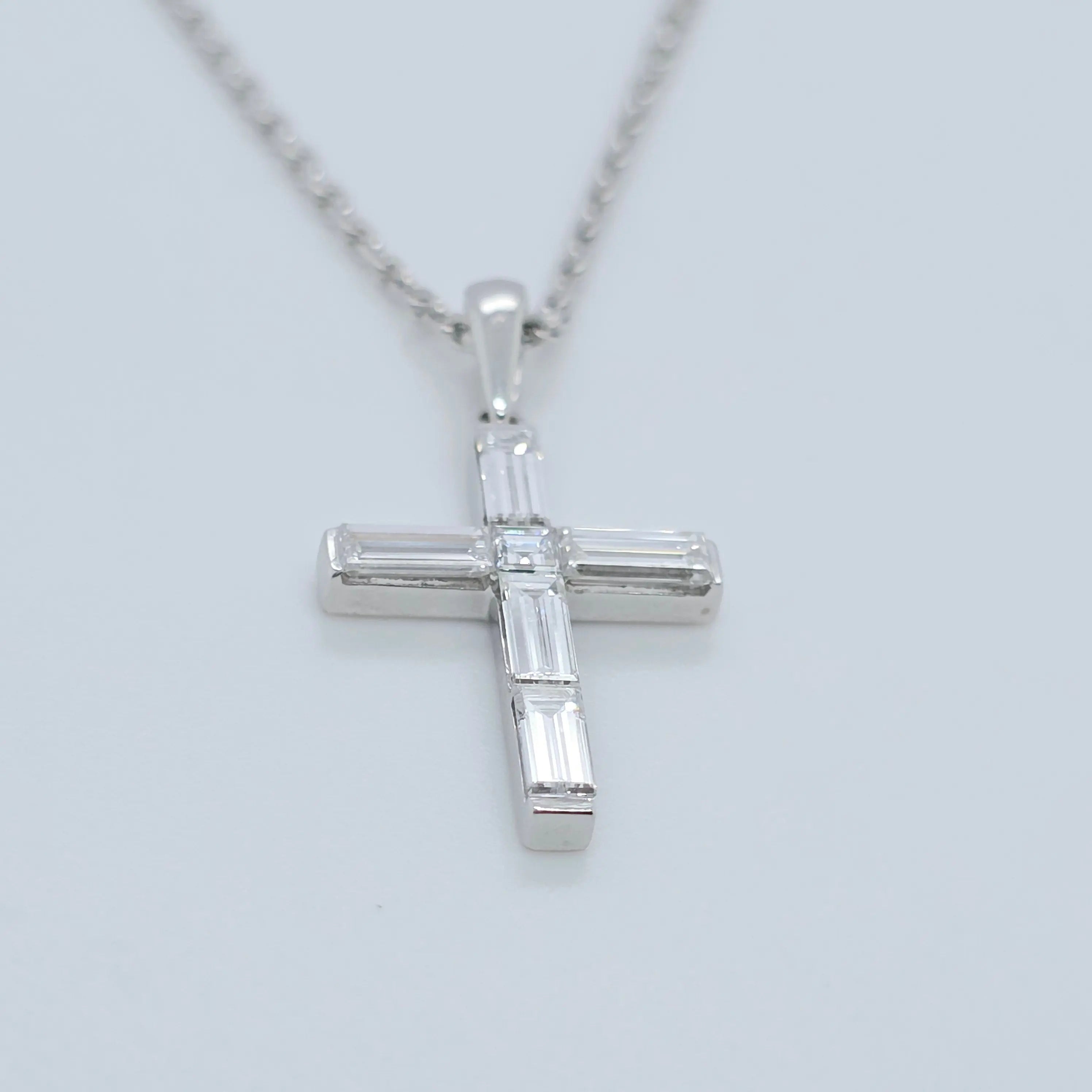 Boucheron Diamond Cross Necklace, 18ct White Gold Chloe's Jewellers