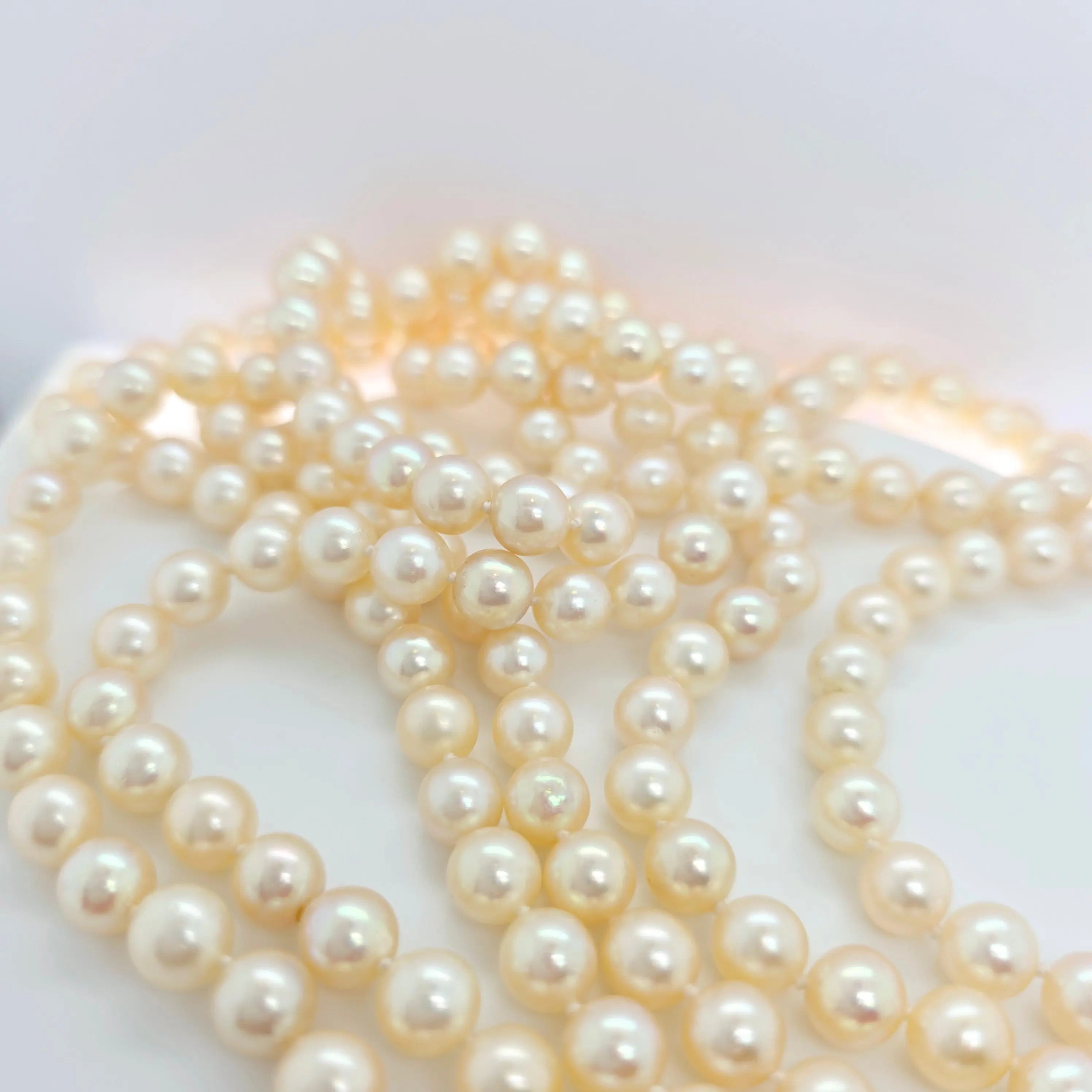 Three-Layer Strads Pearl & Diamond Necklace – 18ct White Gold Chloe's Jewellers
