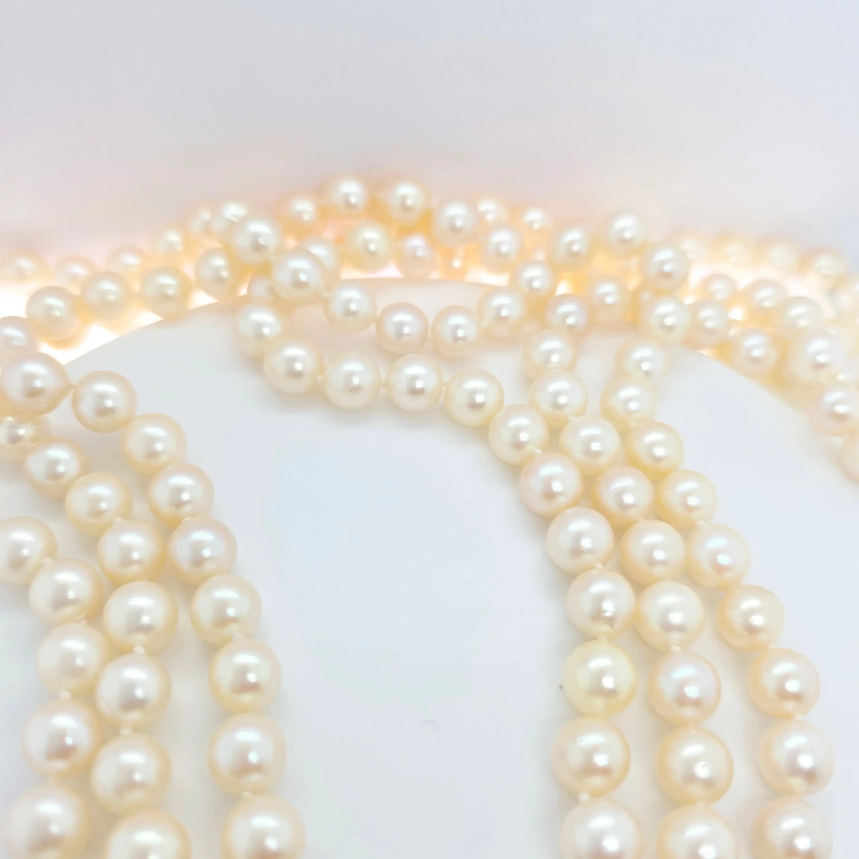 Three-Layer Strads Pearl Necklace – 18ct White Gold, 2.30ct Diamonds Chloe's Jewellers