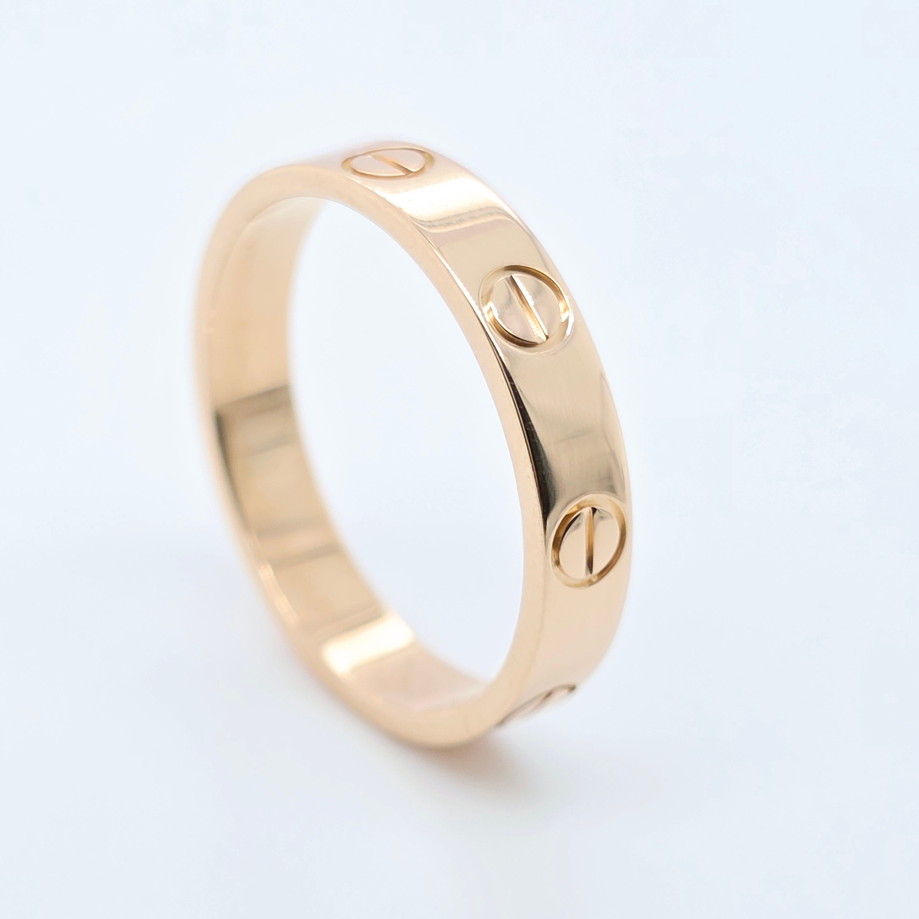 Cartier Love Ring, Classic Model, 3.5 mm, 18ct Rose Gold, Size 53 Chloe's Jewellers