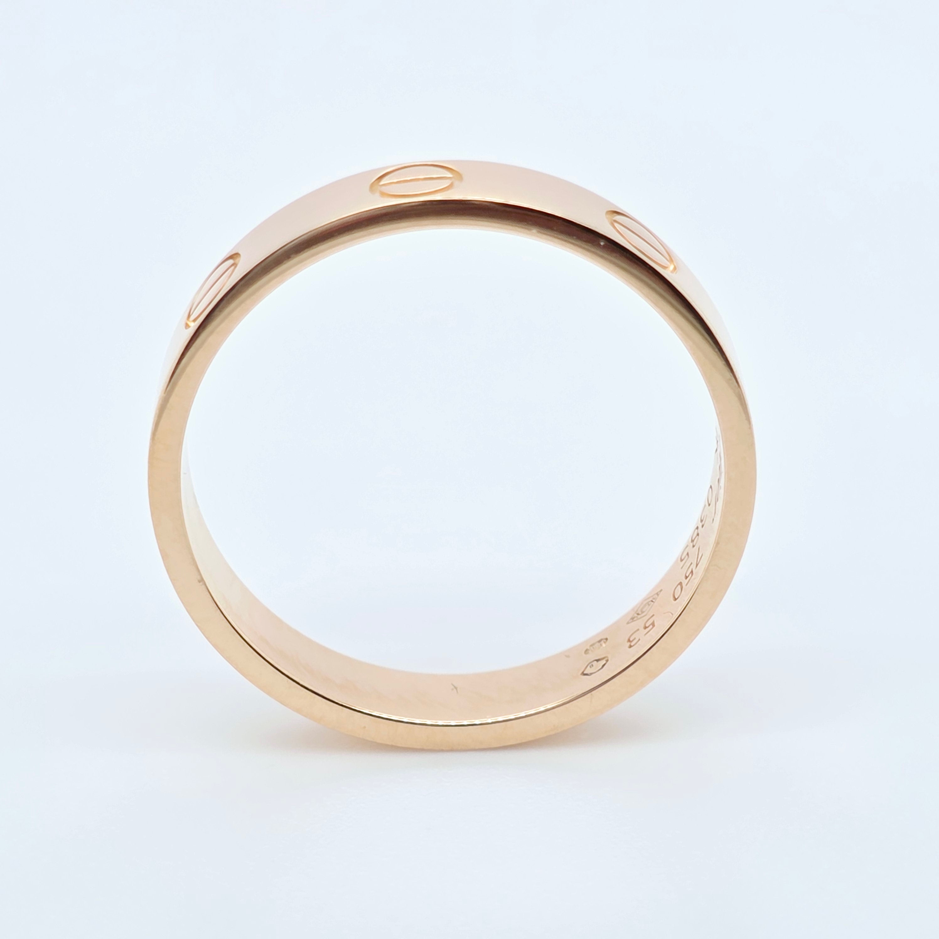 Cartier Love Ring, Classic Model, 3.5 mm, 18ct Rose Gold, Size 53 Chloe's Jewellers
