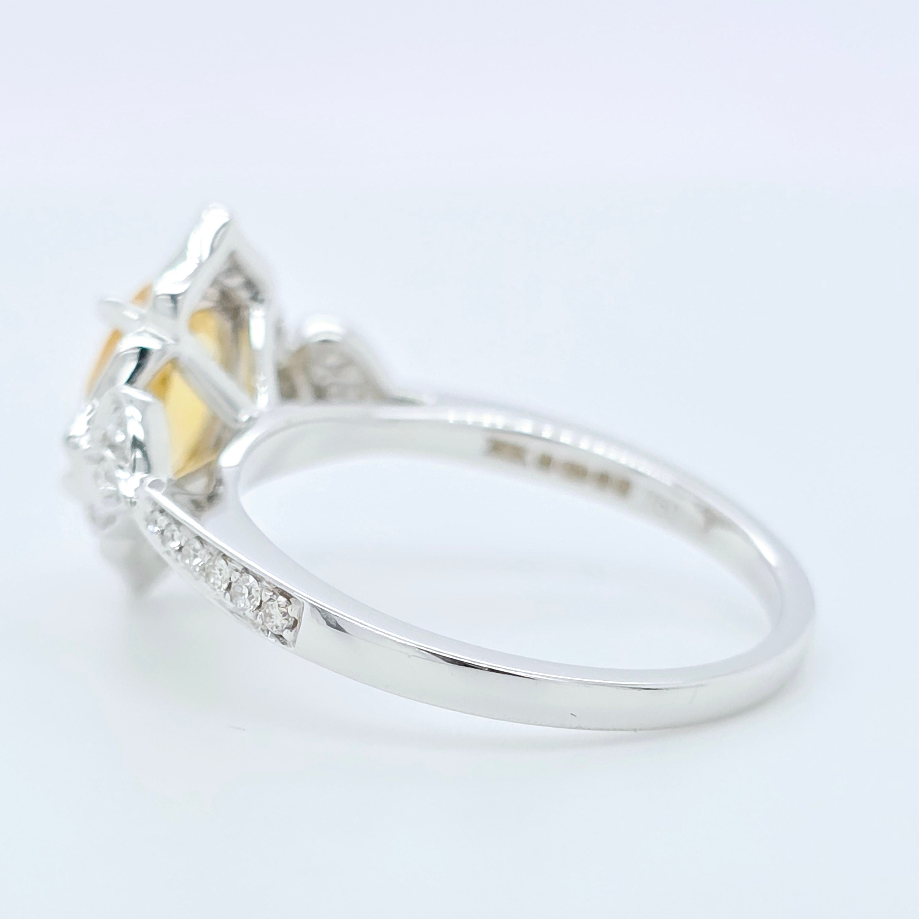 1.47ct Yellow Sapphire Ring – Oval Halo, 18K Gold, F VS1 Diamonds