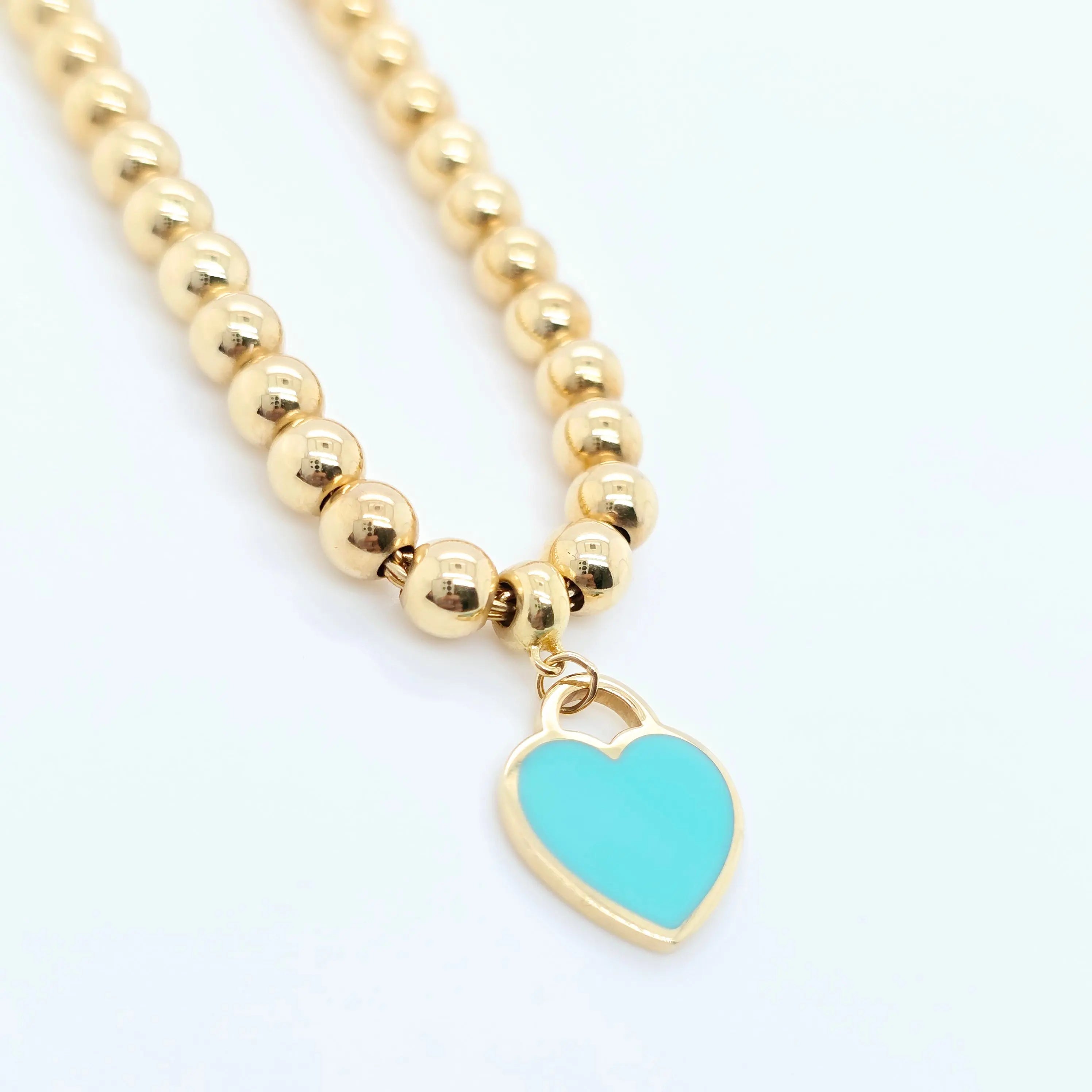 Tiffany Mini Heart Tag Bracelet – 18ct Yellow Gold, 6.5", Enamel Chloe's Jewellers