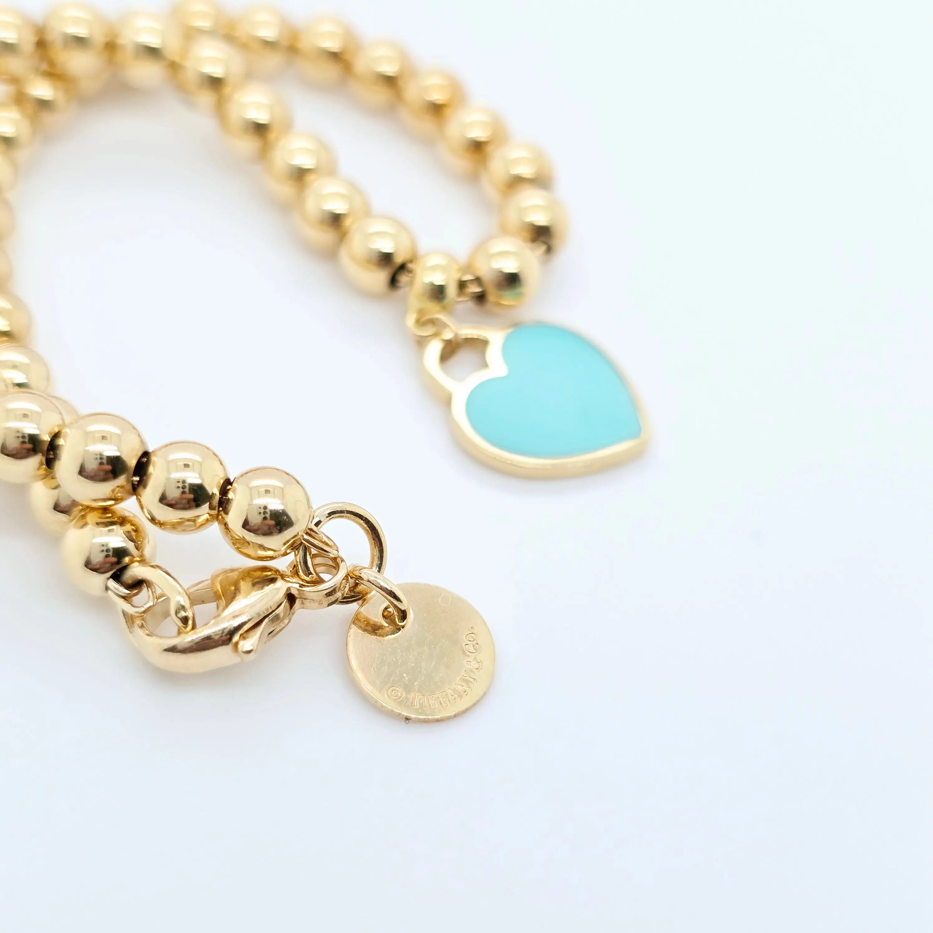 Tiffany Mini Heart Tag Bracelet – 18ct Yellow Gold, 6.5", Enamel Chloe's Jewellers