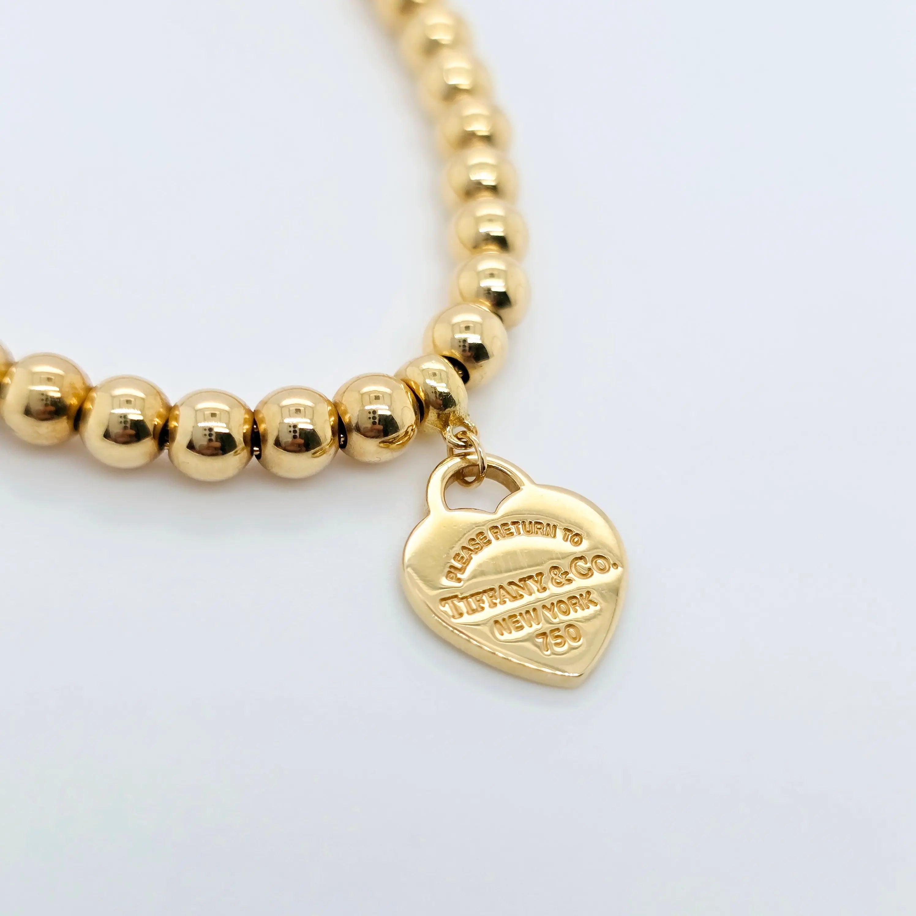 Tiffany Mini Heart Tag Bracelet – 18ct Yellow Gold, 6.5", Enamel Chloe's Jewellers