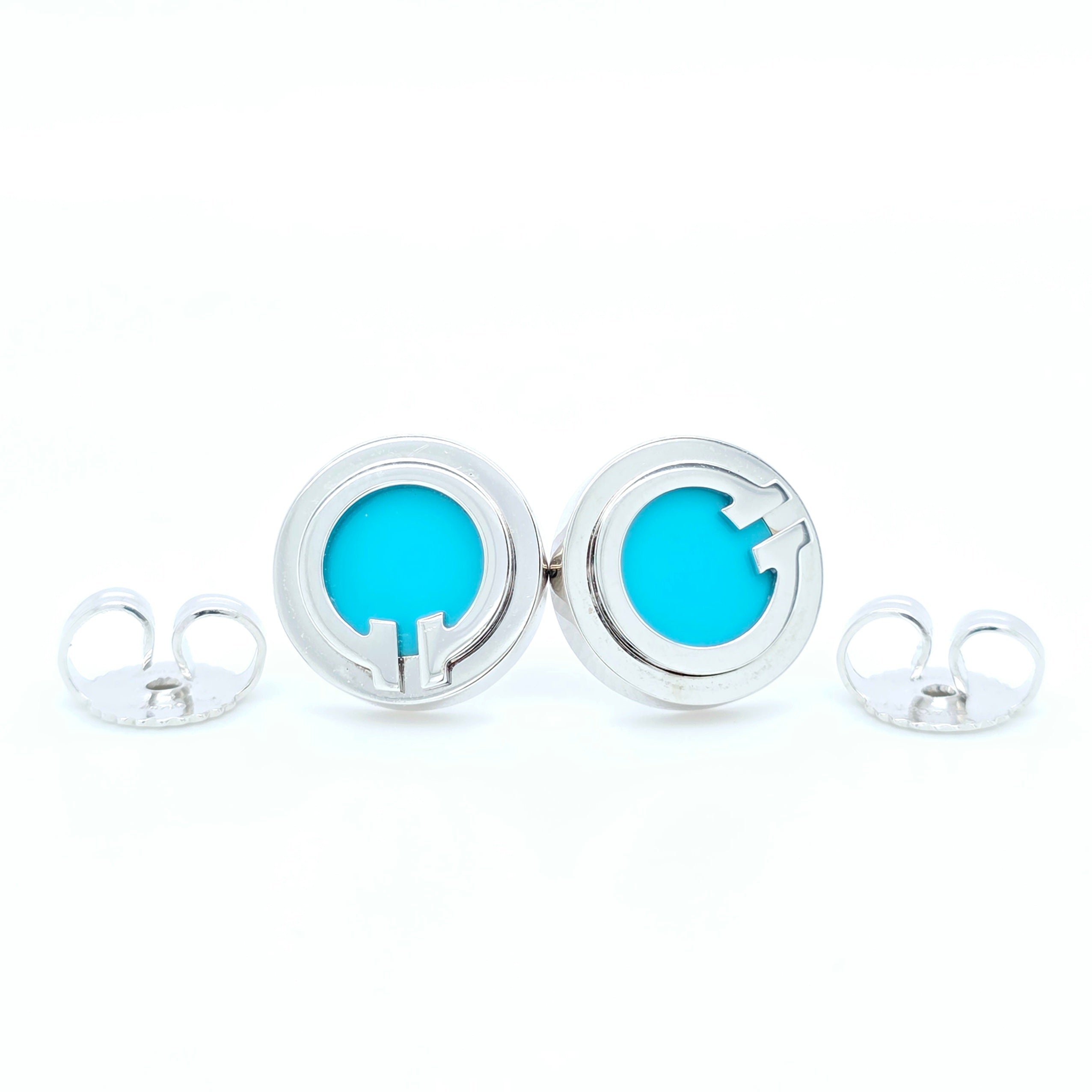Tiffany Turquoise Circle Earrings – 18ct White Gold, 9.65mm Chloe's Jewellers
