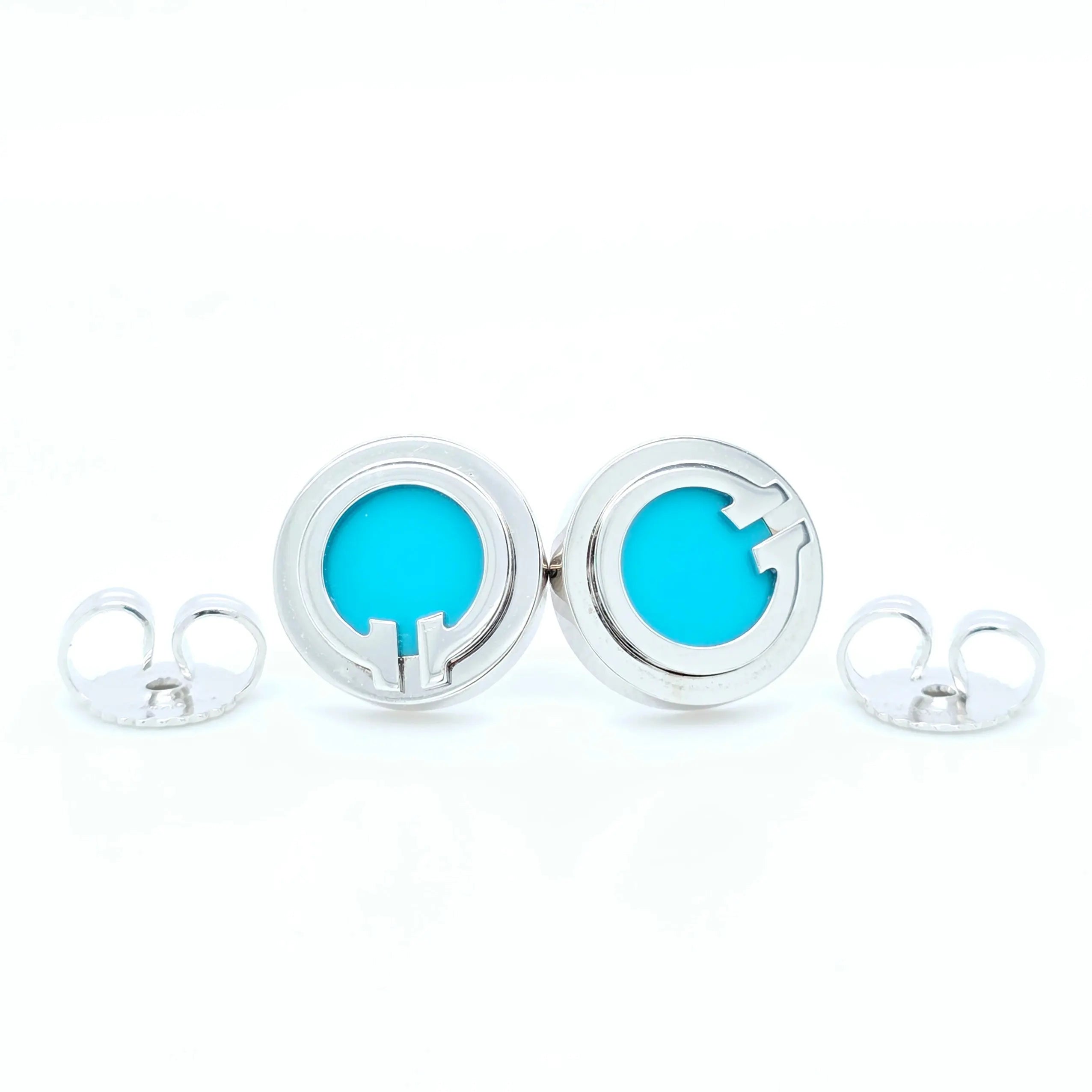Tiffany Turquoise Circle Earrings – 18ct White Gold, 9.65mm Chloe's Jewellers