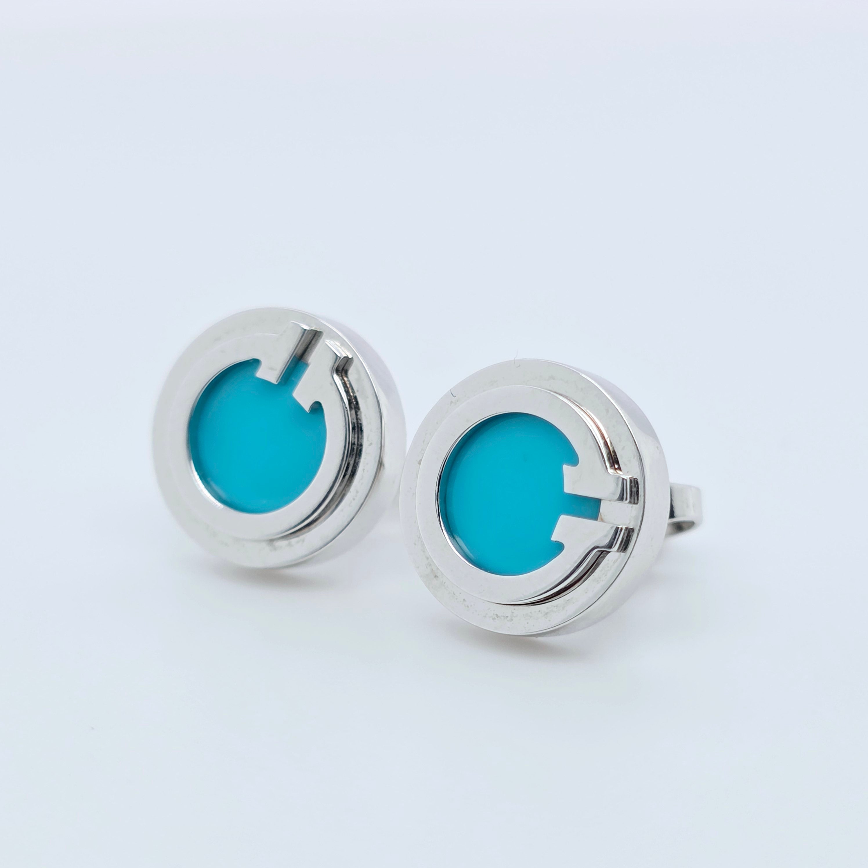 Tiffany Turquoise Circle Earrings – 18ct White Gold, 9.65mm