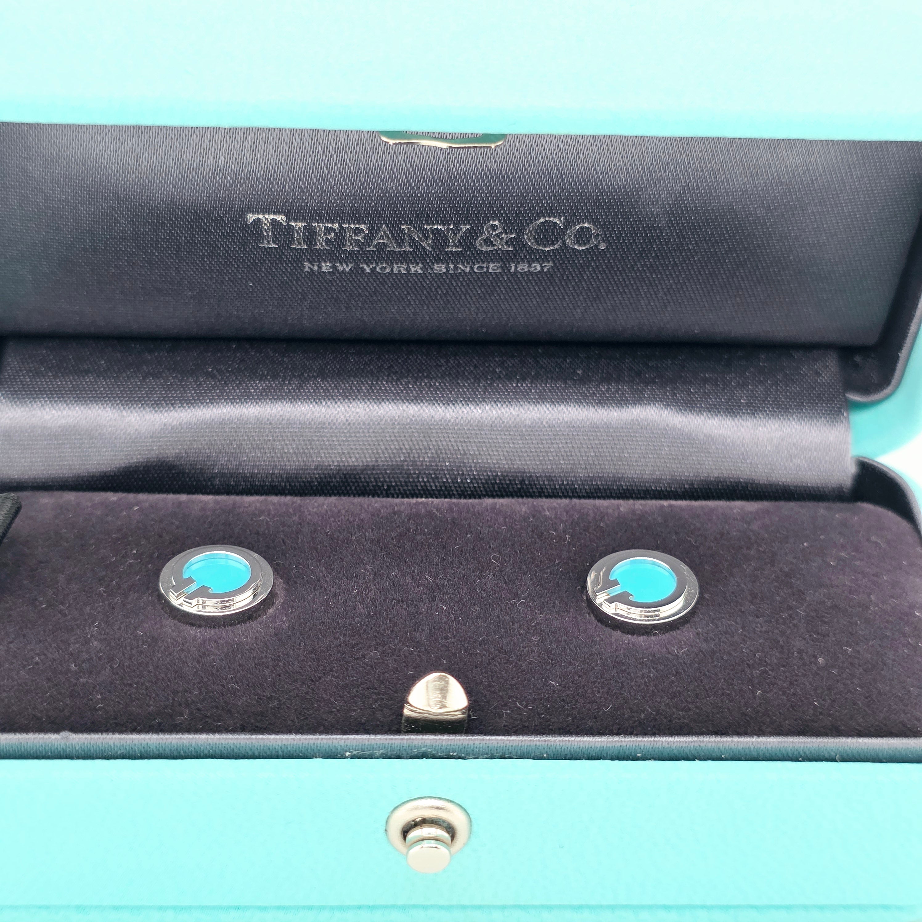 Tiffany Turquoise Circle Earrings – 18ct White Gold, 9.65mm