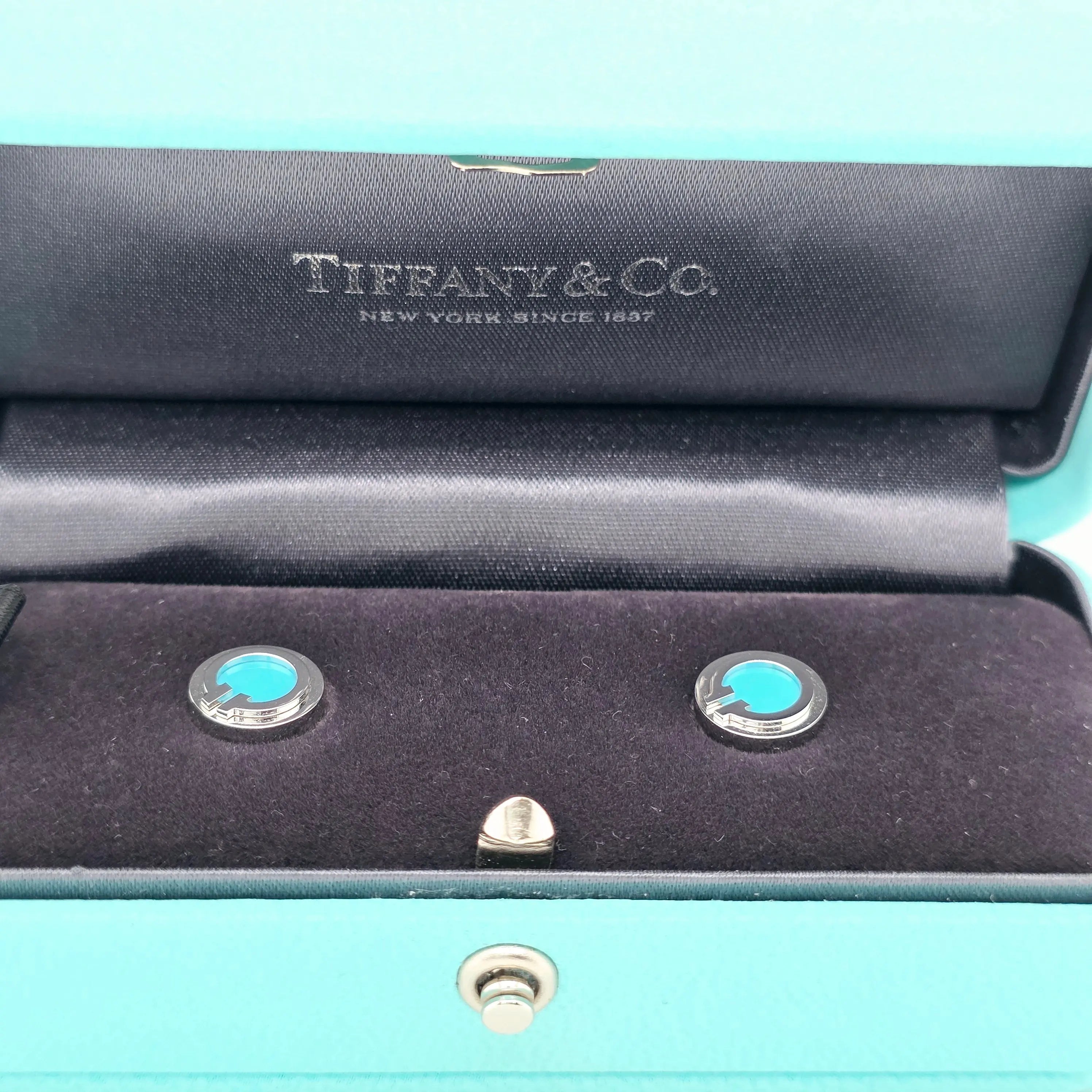 Tiffany Turquoise Circle Earrings – 18ct White Gold, 9.65mm Chloe's Jewellers