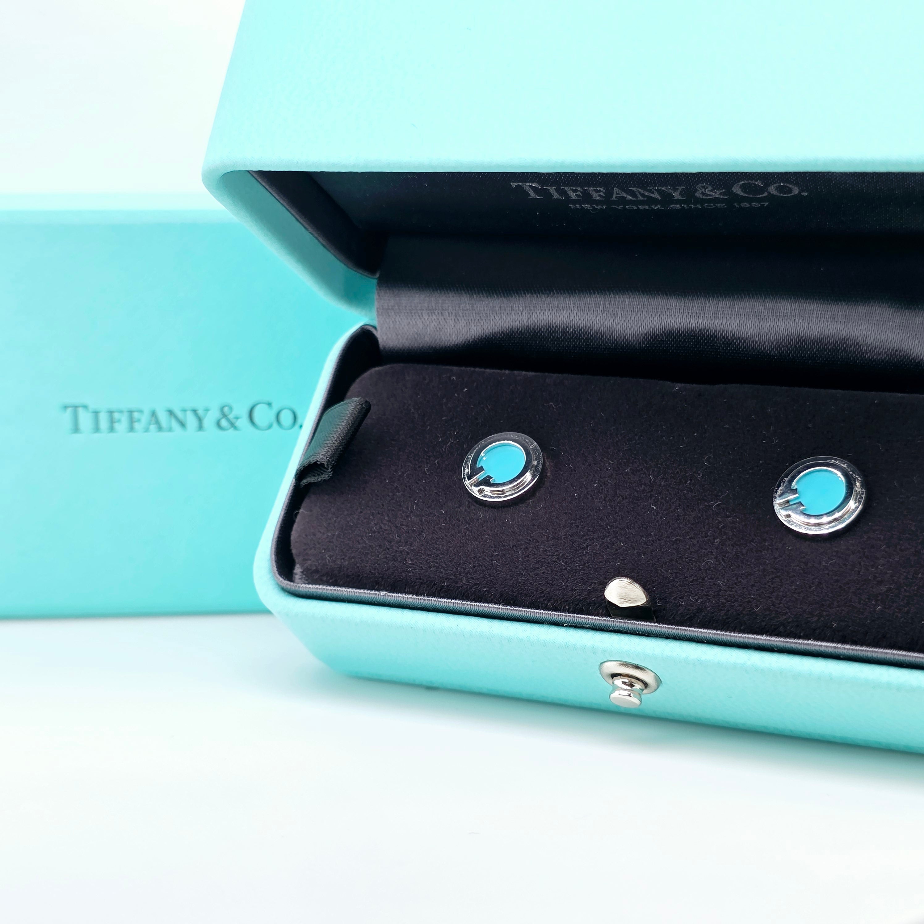 Tiffany Turquoise Circle Earrings – 18ct White Gold, 9.65mm