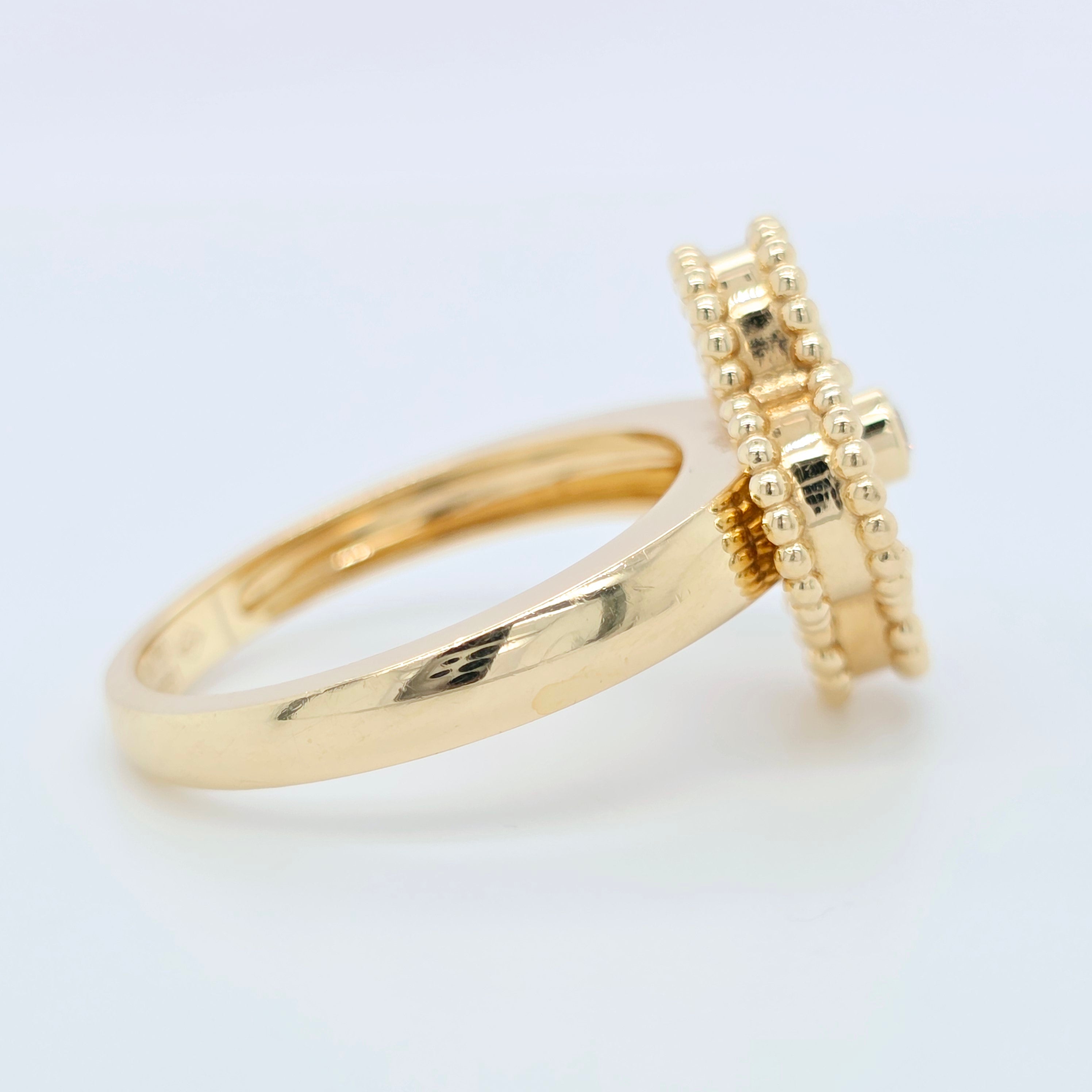 Van Cleef Alhambra Ring – Carnelian, Diamond, 18ct Gold, Size 55