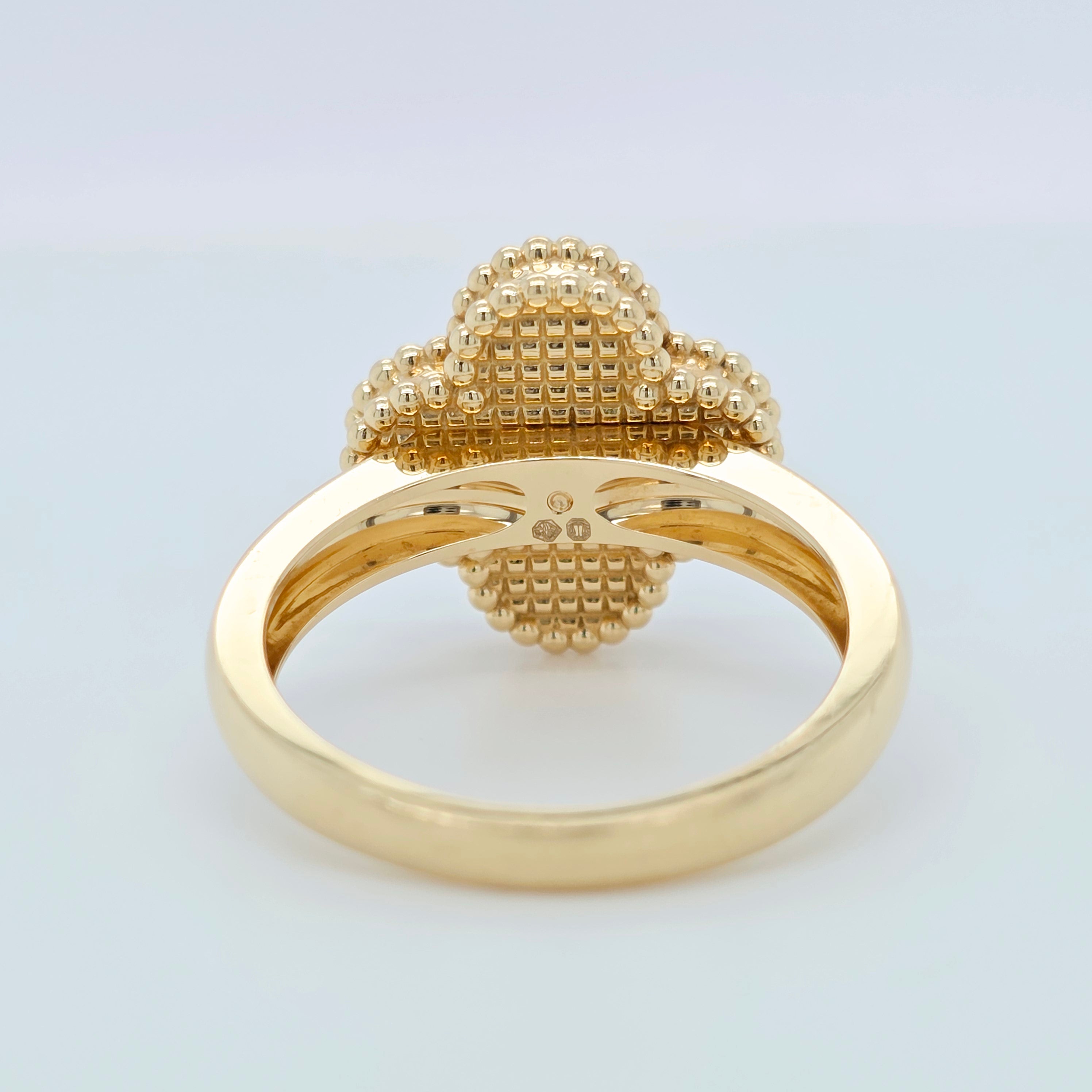 Van Cleef Alhambra Ring – Carnelian, Diamond, 18ct Gold, Size 55 Chloe's Jewellers