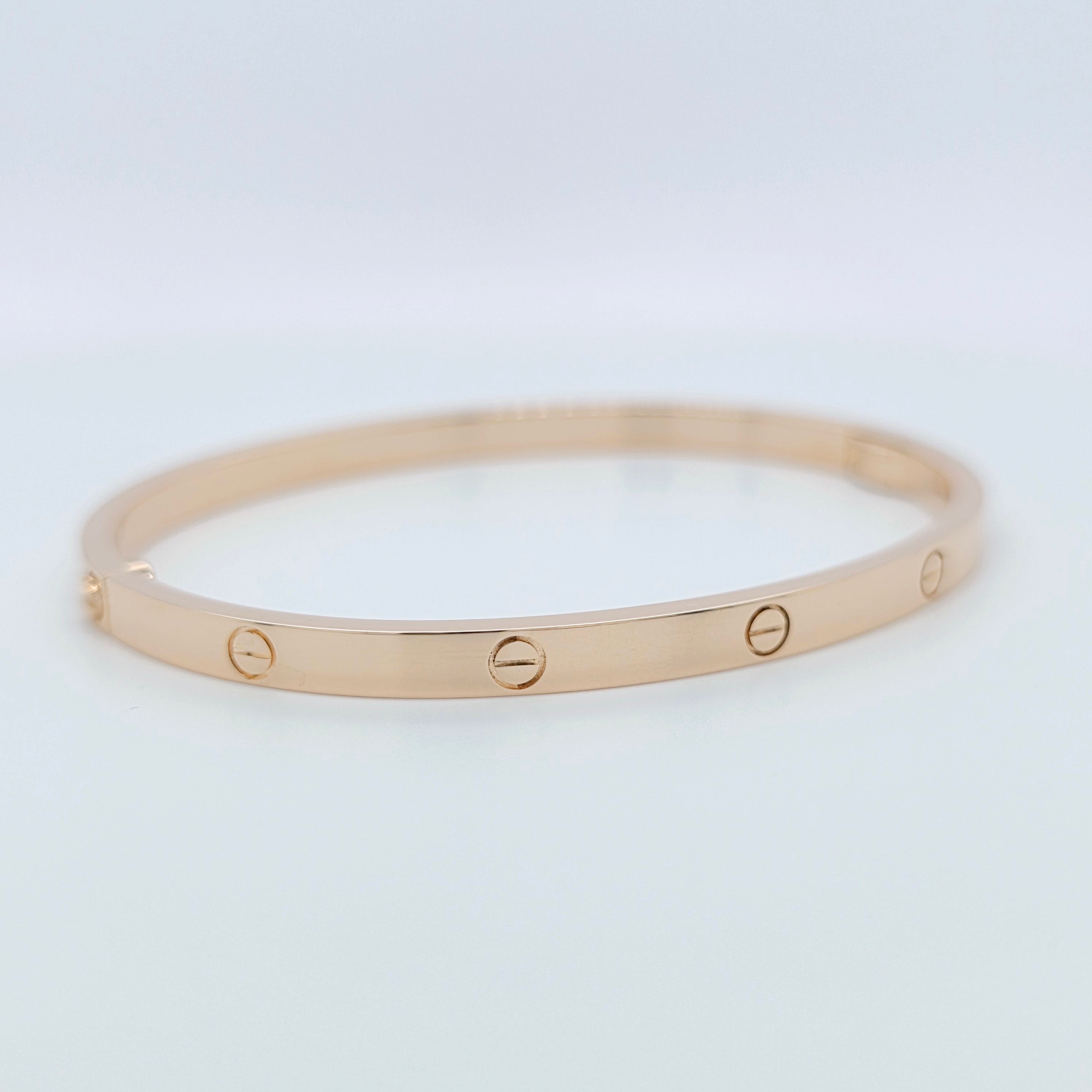 Cartier Love Bracelet – 18ct Rose Gold, Small Model, Size 16 Chloe's Jewellers