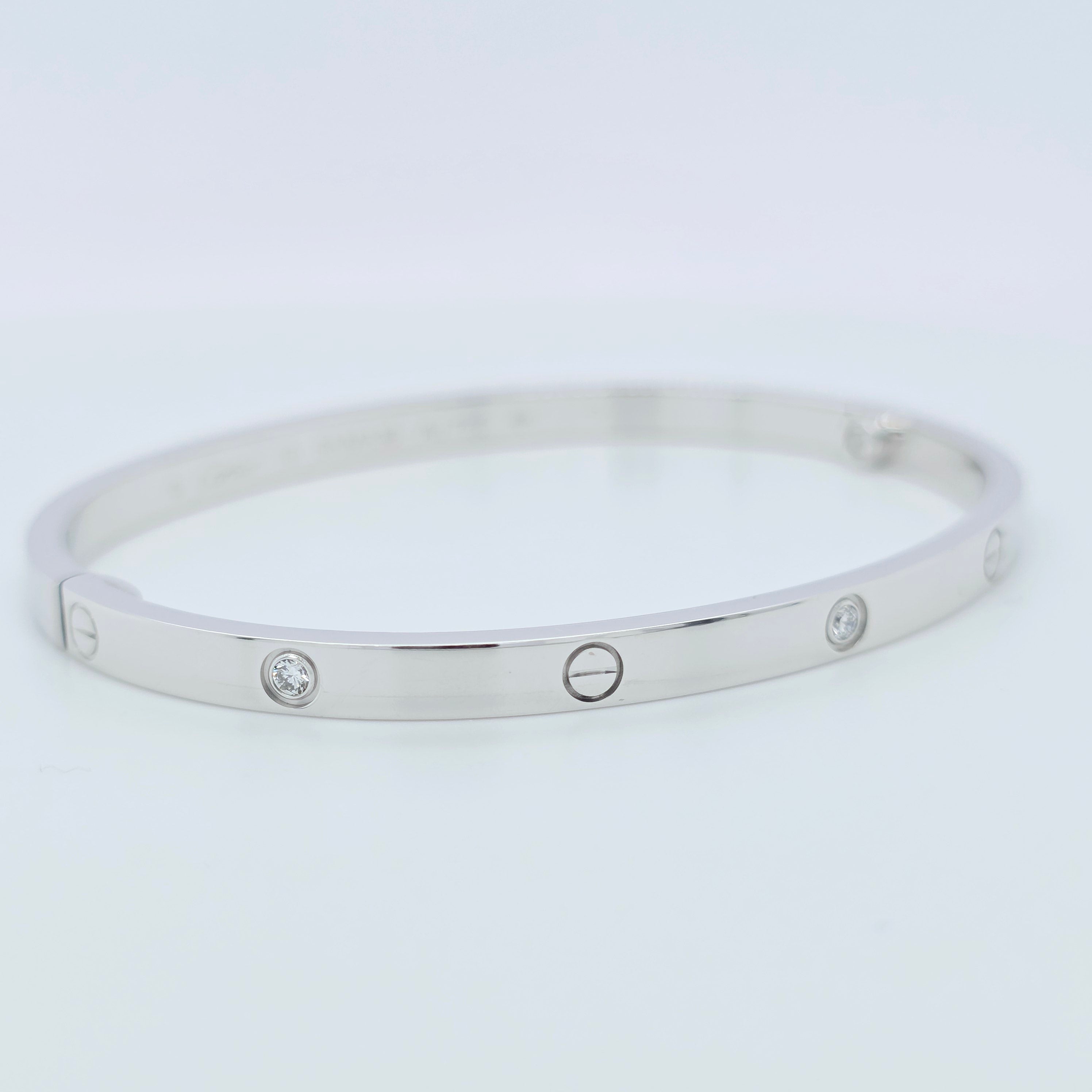 Cartier Love Diamond Bracelet – White Gold, Small Model, Size 16 Chloe's Jewellers