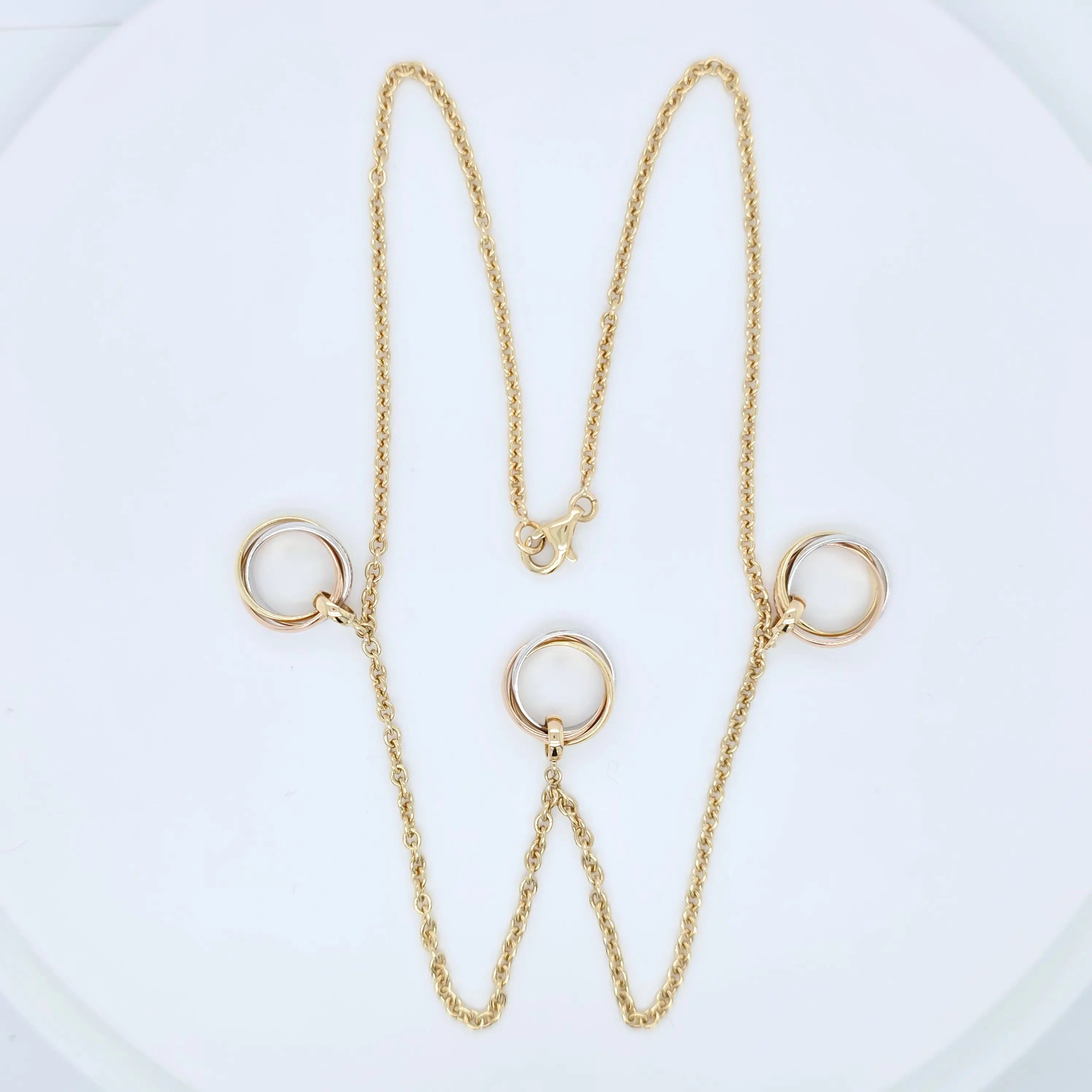 Vintage Cartier Trinity Necklace – 18ct Tri-Gold, 3 Pendants Chloe's Jewellers
