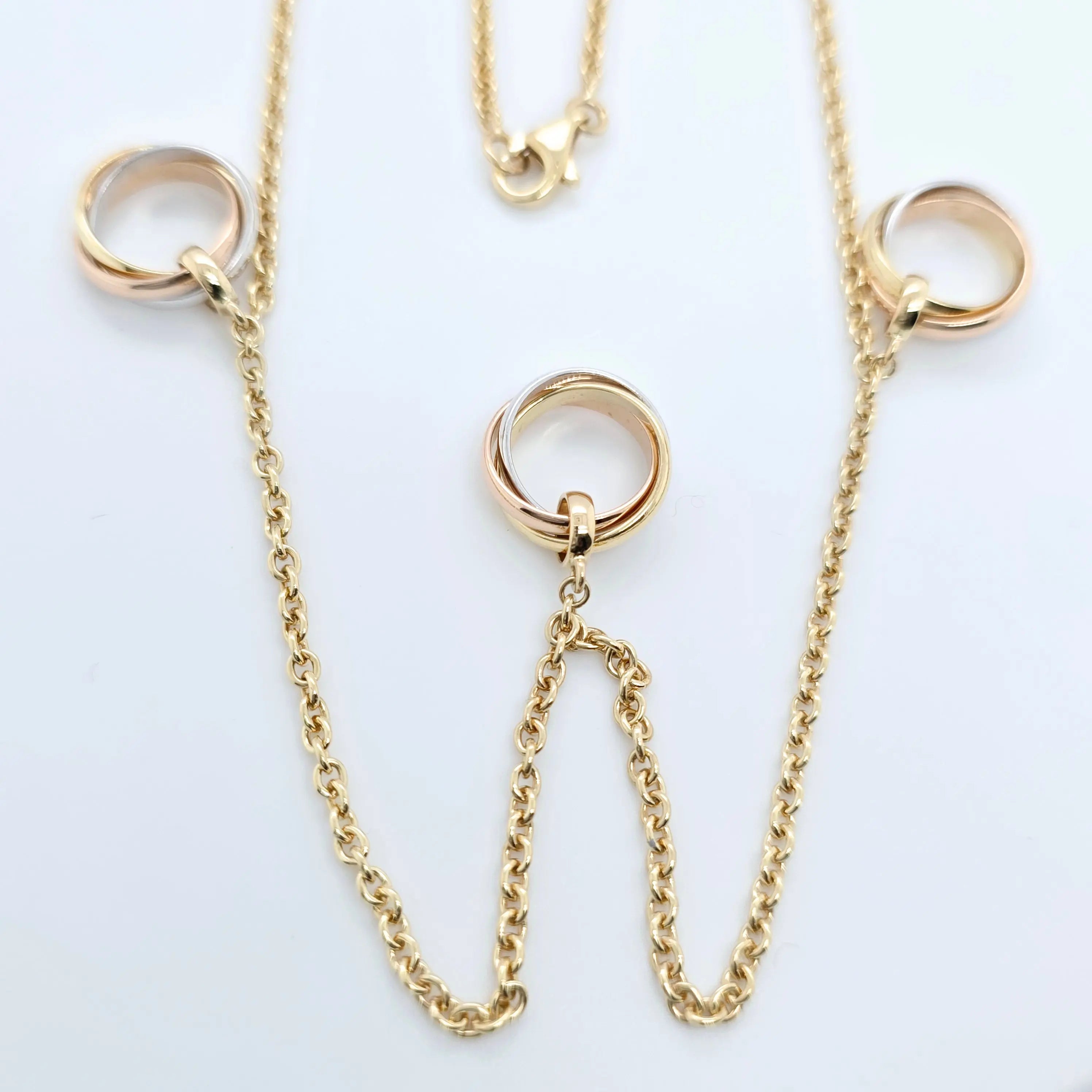 Vintage Cartier Trinity Necklace – 18ct Tri-Gold, 3 Pendants Chloe's Jewellers
