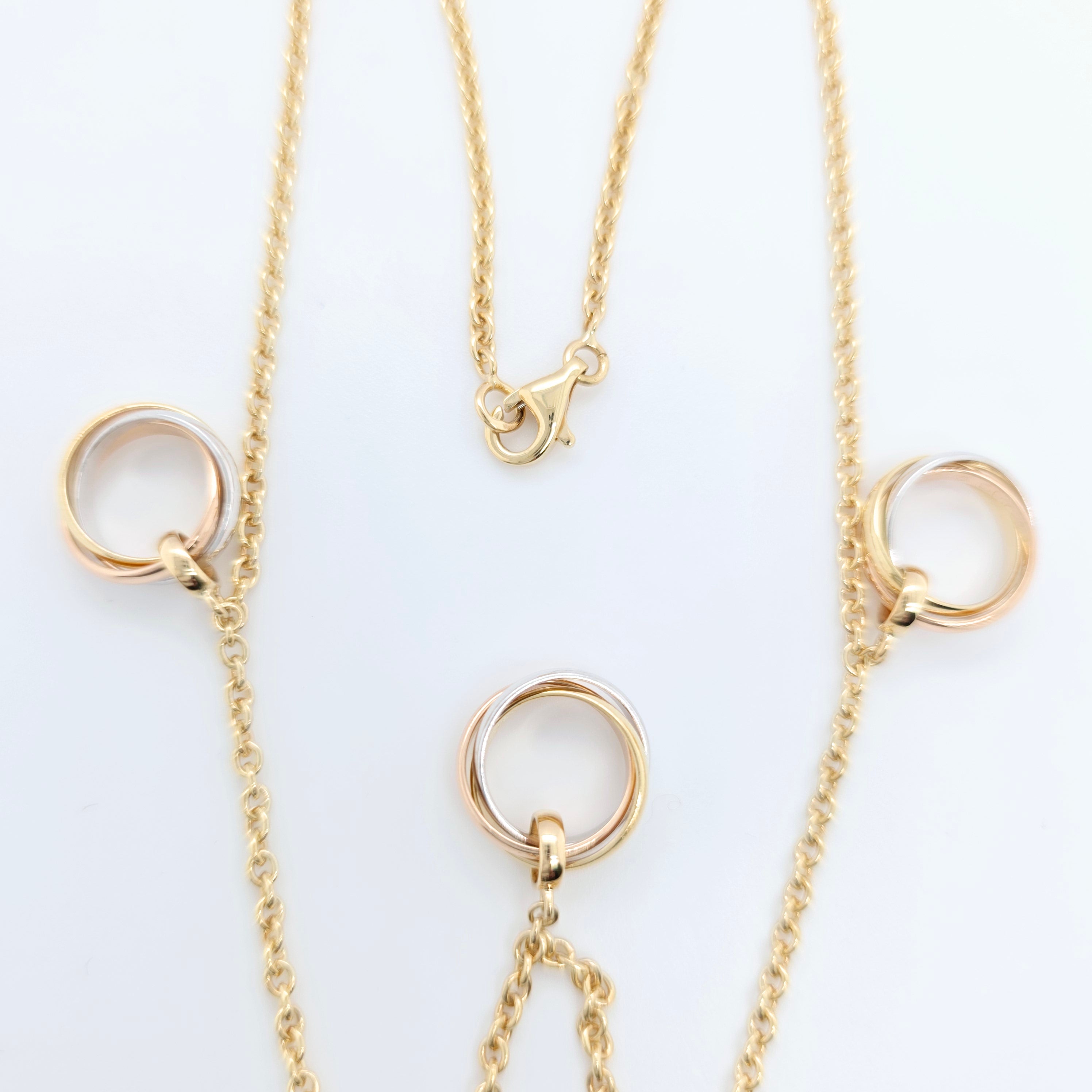 Vintage Cartier Trinity Necklace – 18ct Tri-Gold, 3 Pendants