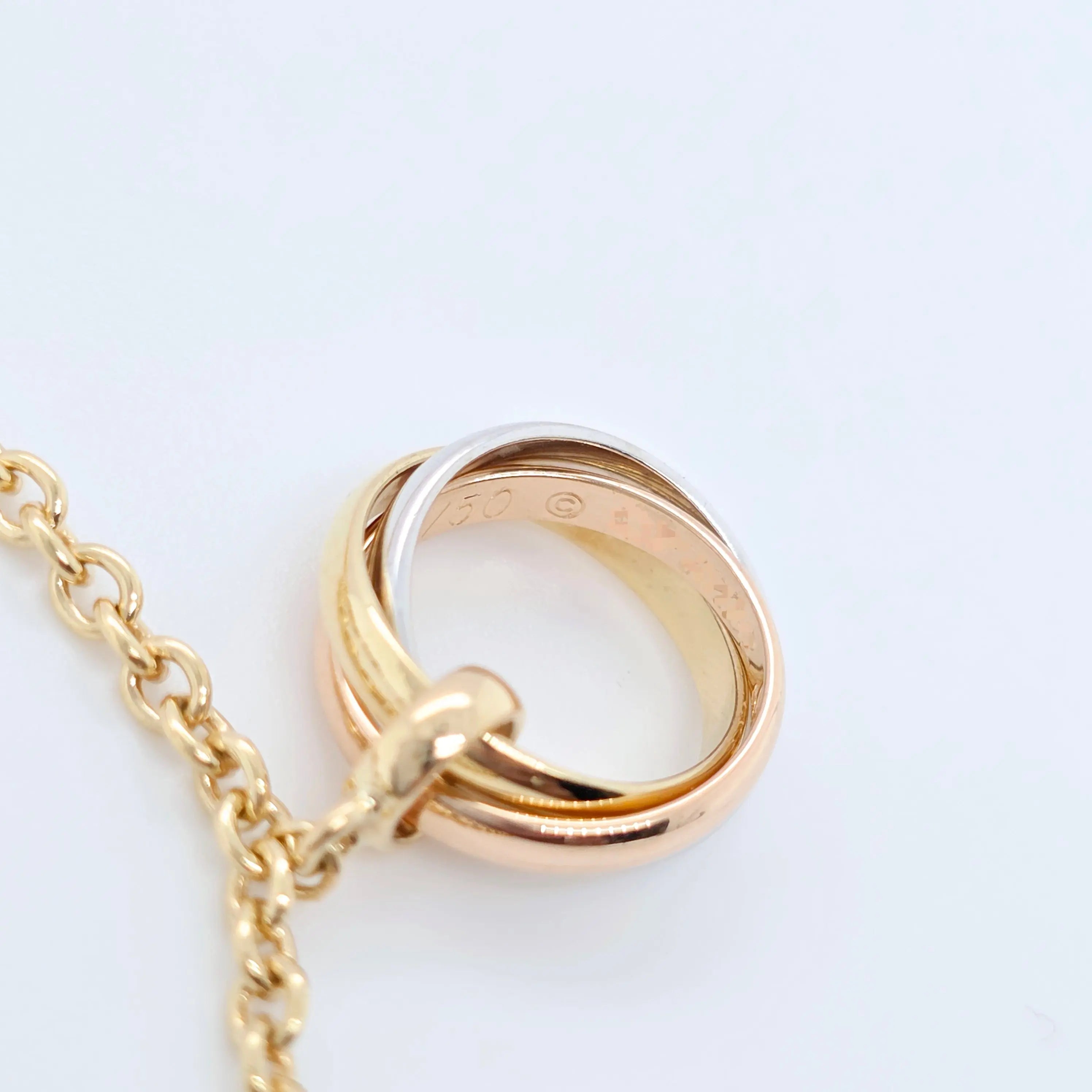 Vintage Cartier Trinity Necklace – 18ct Tri-Gold, 3 Pendants Chloe's Jewellers