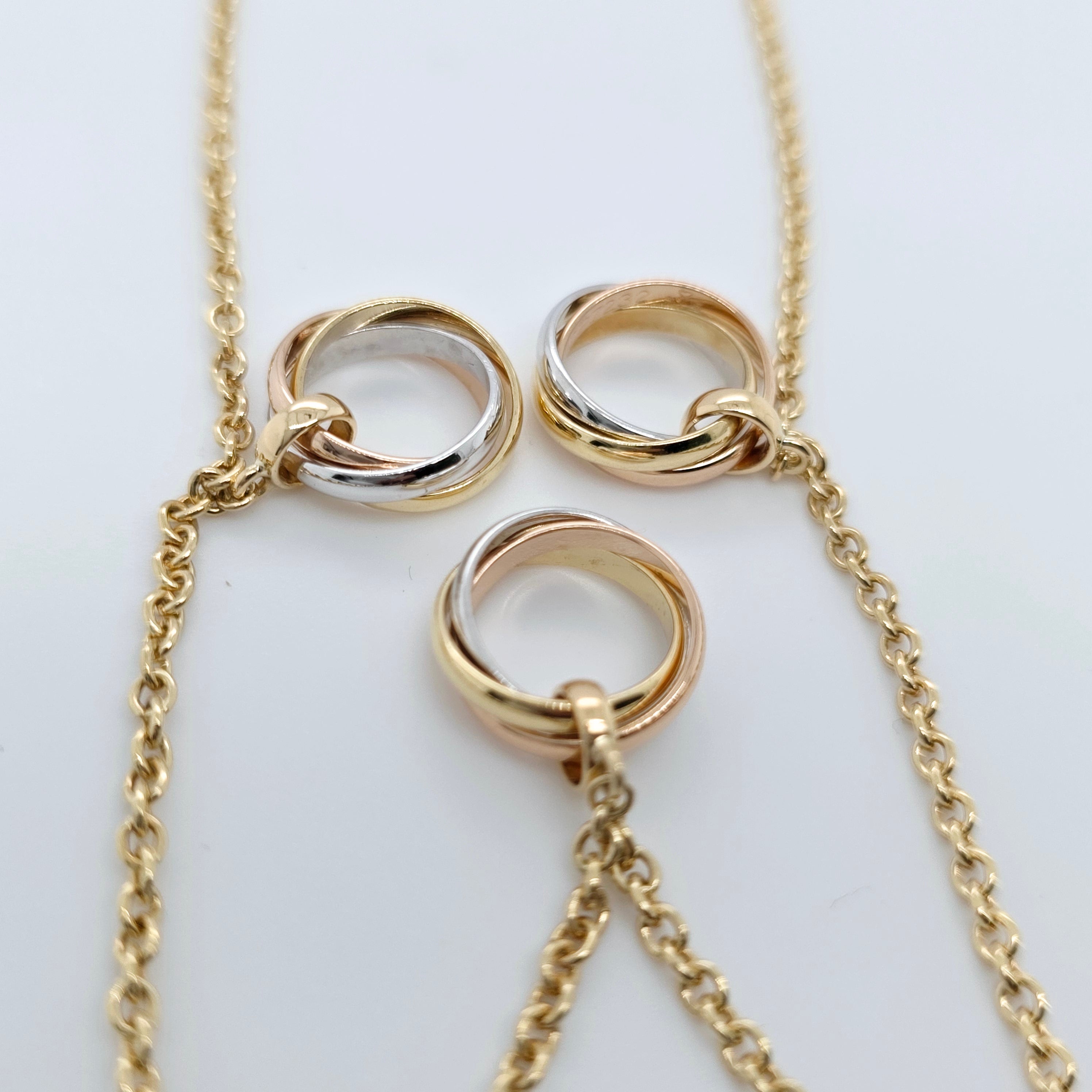 Vintage Cartier Trinity Necklace – 18ct Tri-Gold, 3 Pendants