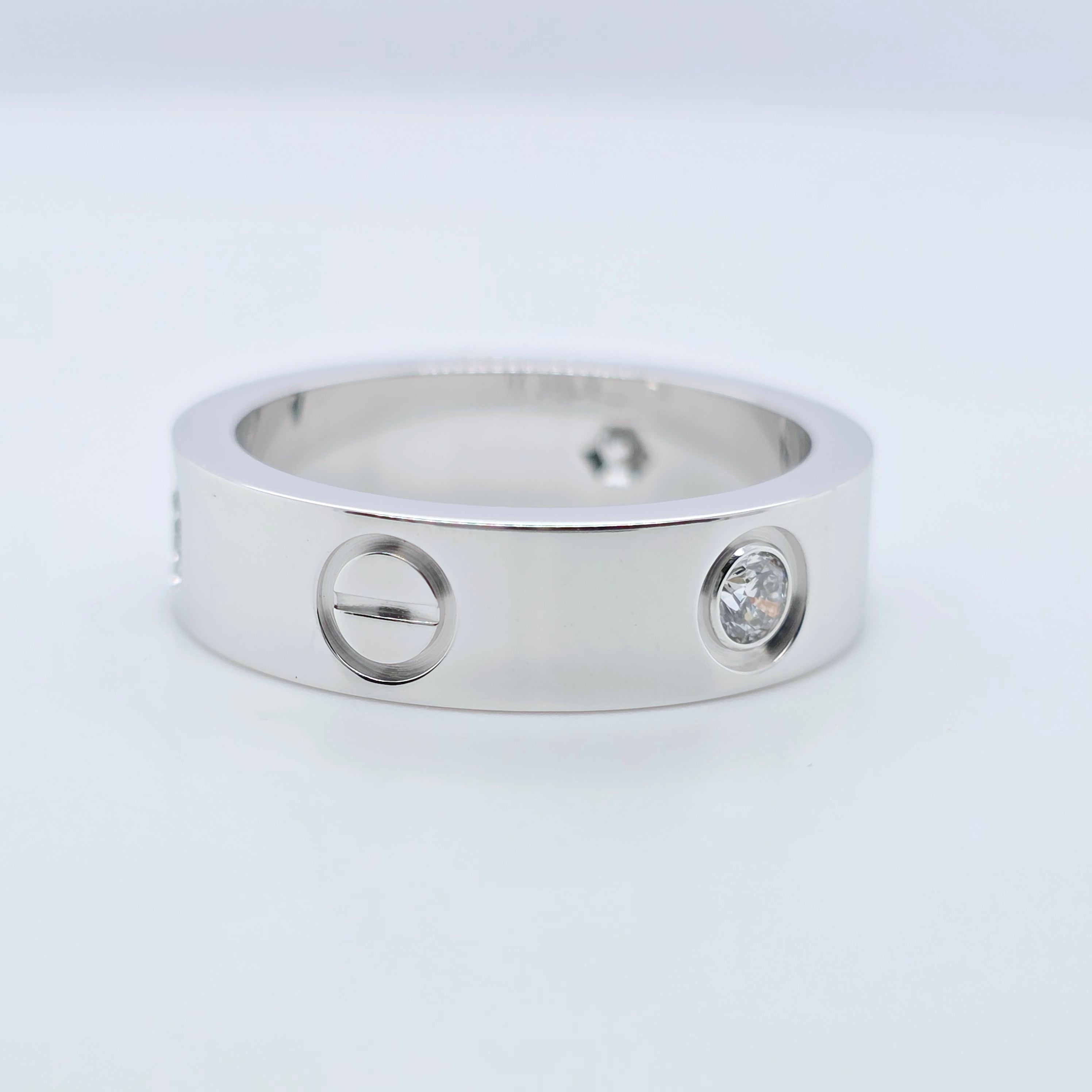 Cartier Love Ring – 18ct White Gold, 3 Diamonds, Size 54 Chloe's Jewellers