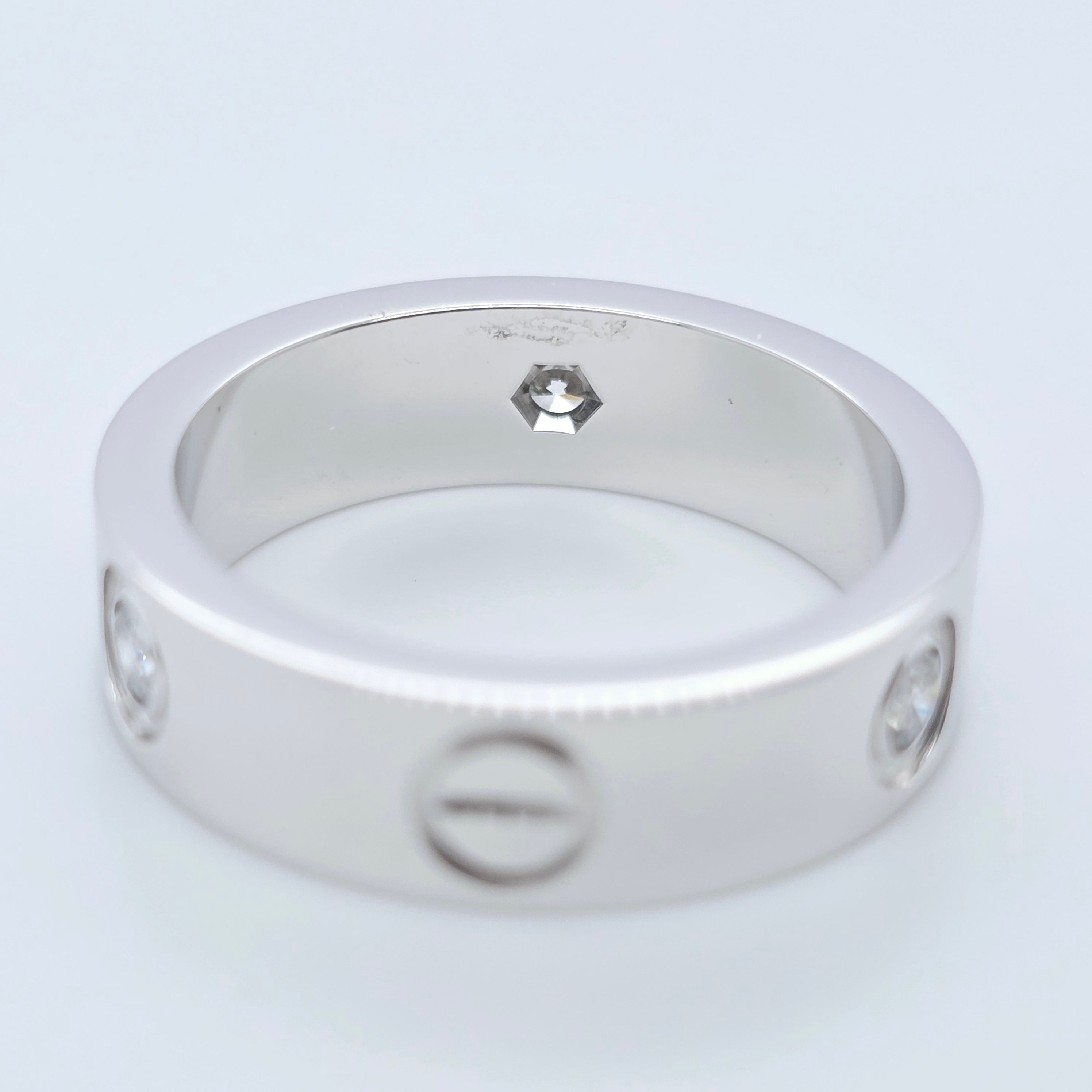 Cartier Love Ring – 18ct White Gold, 3 Diamonds, Size 54 Chloe's Jewellers