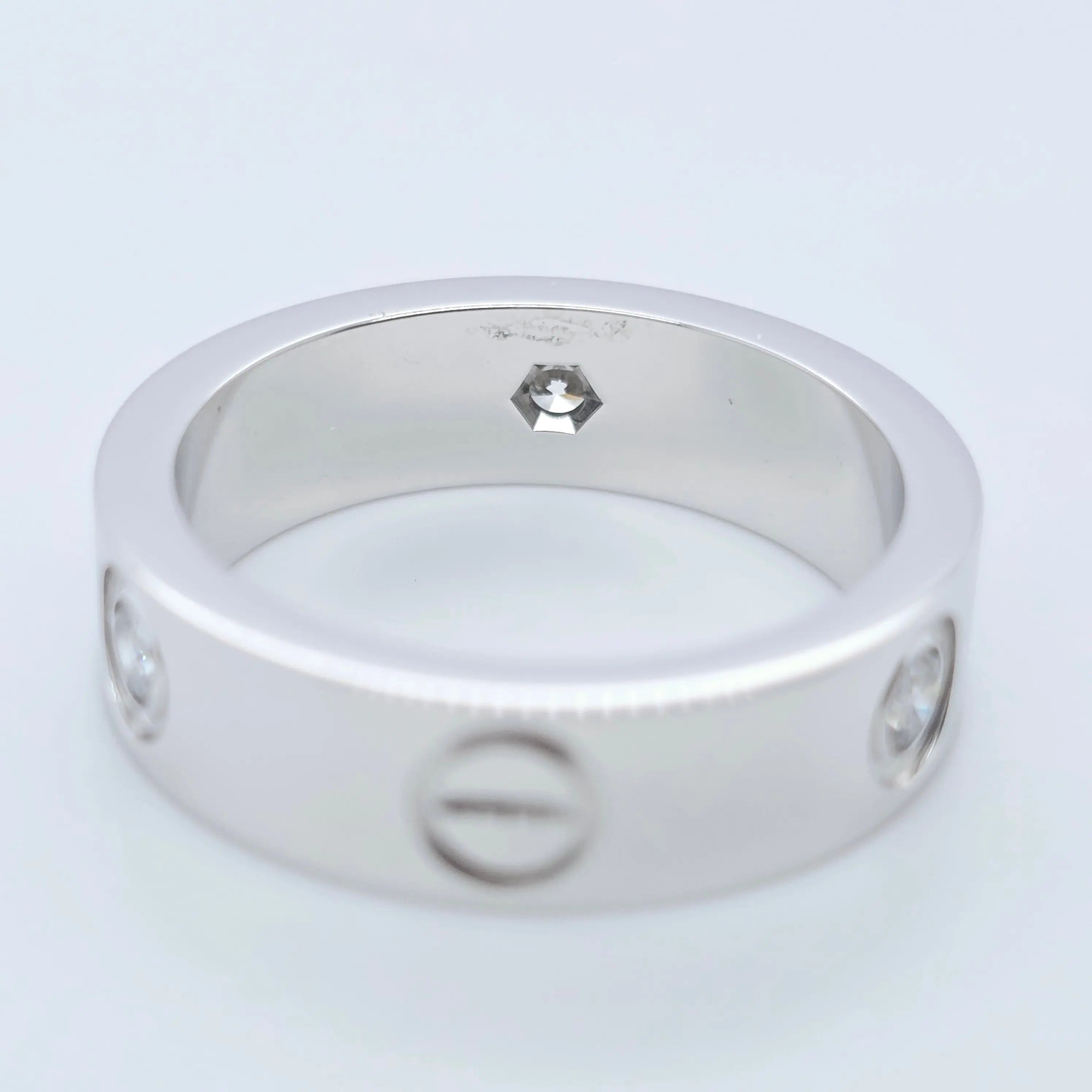 Cartier Love Ring – 18ct White Gold, 3 Diamonds, Size 54 Chloe's Jewellers