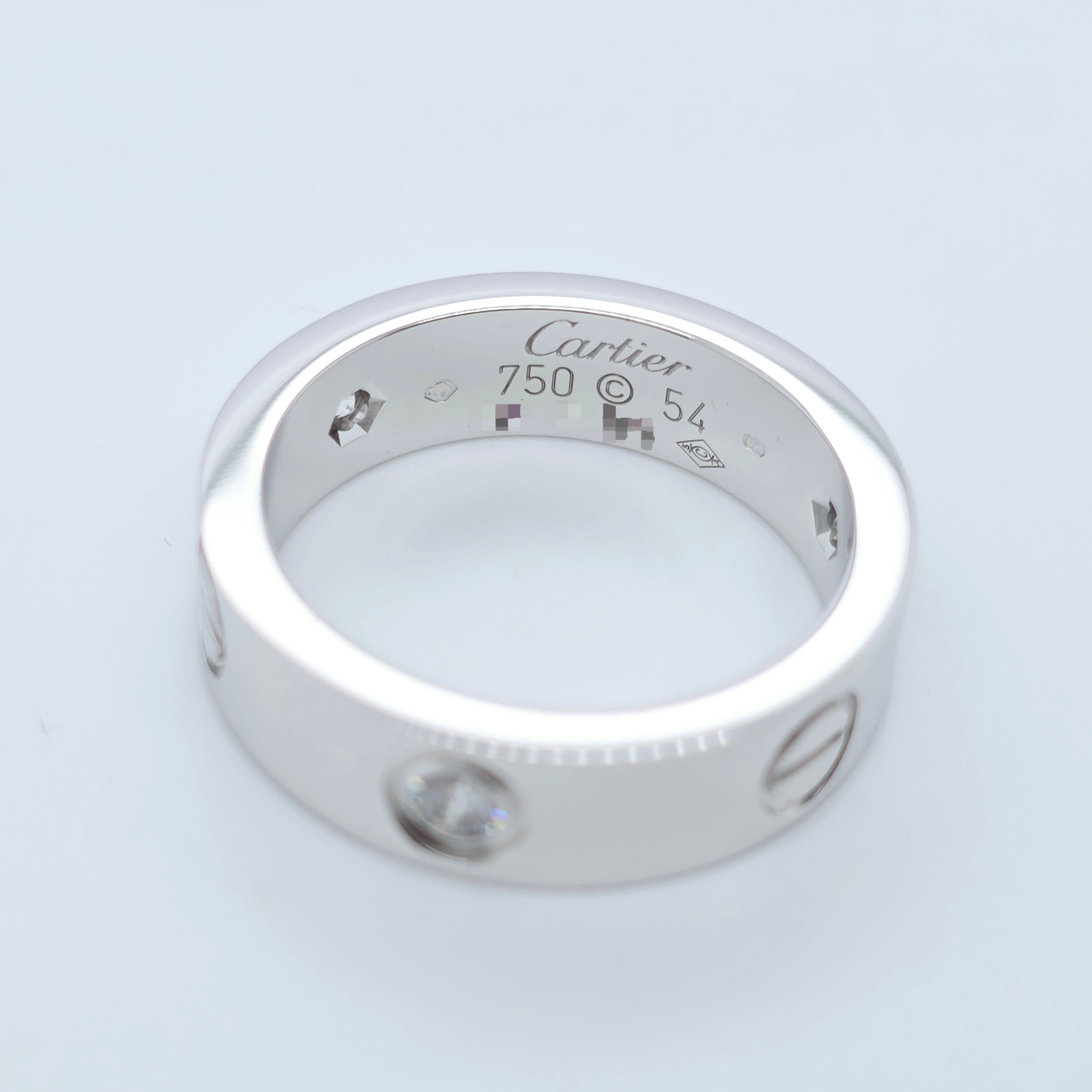 Cartier Love Ring – 18ct White Gold, 3 Diamonds, Size 54 Chloe's Jewellers
