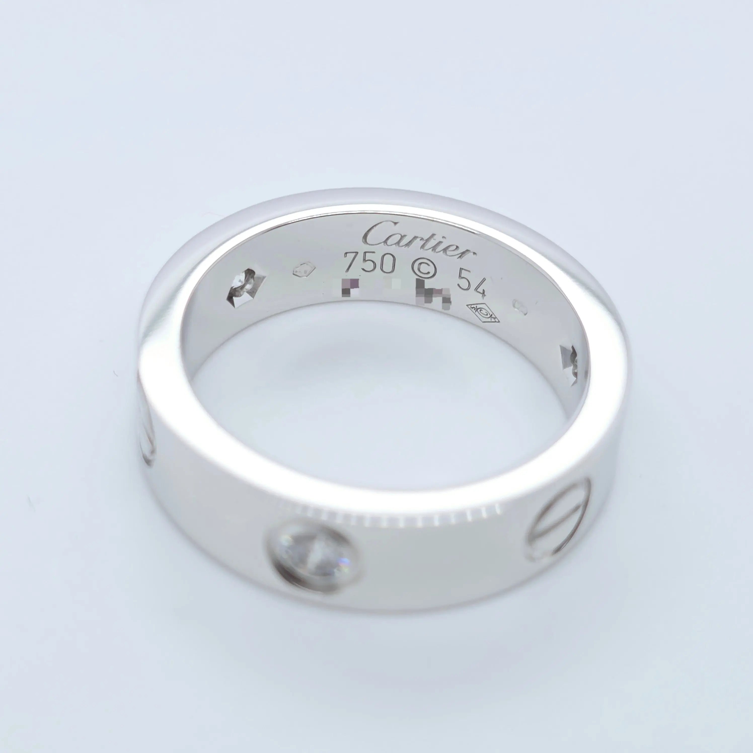 Cartier Love Ring – 18ct White Gold, 3 Diamonds, Size 54 Chloe's Jewellers