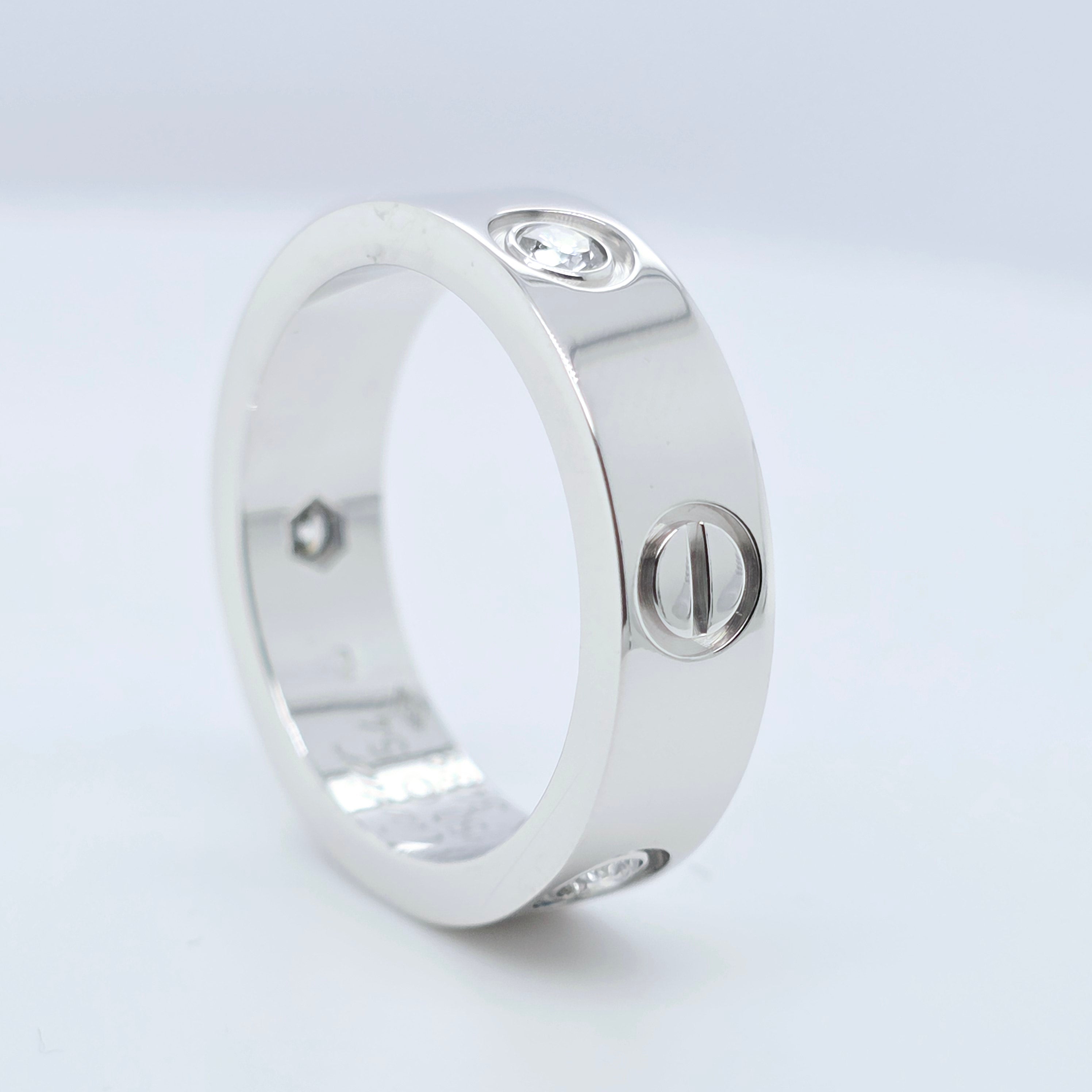 Cartier Love Ring – 18ct White Gold, 3 Diamonds, Size 54 Chloe's Jewellers