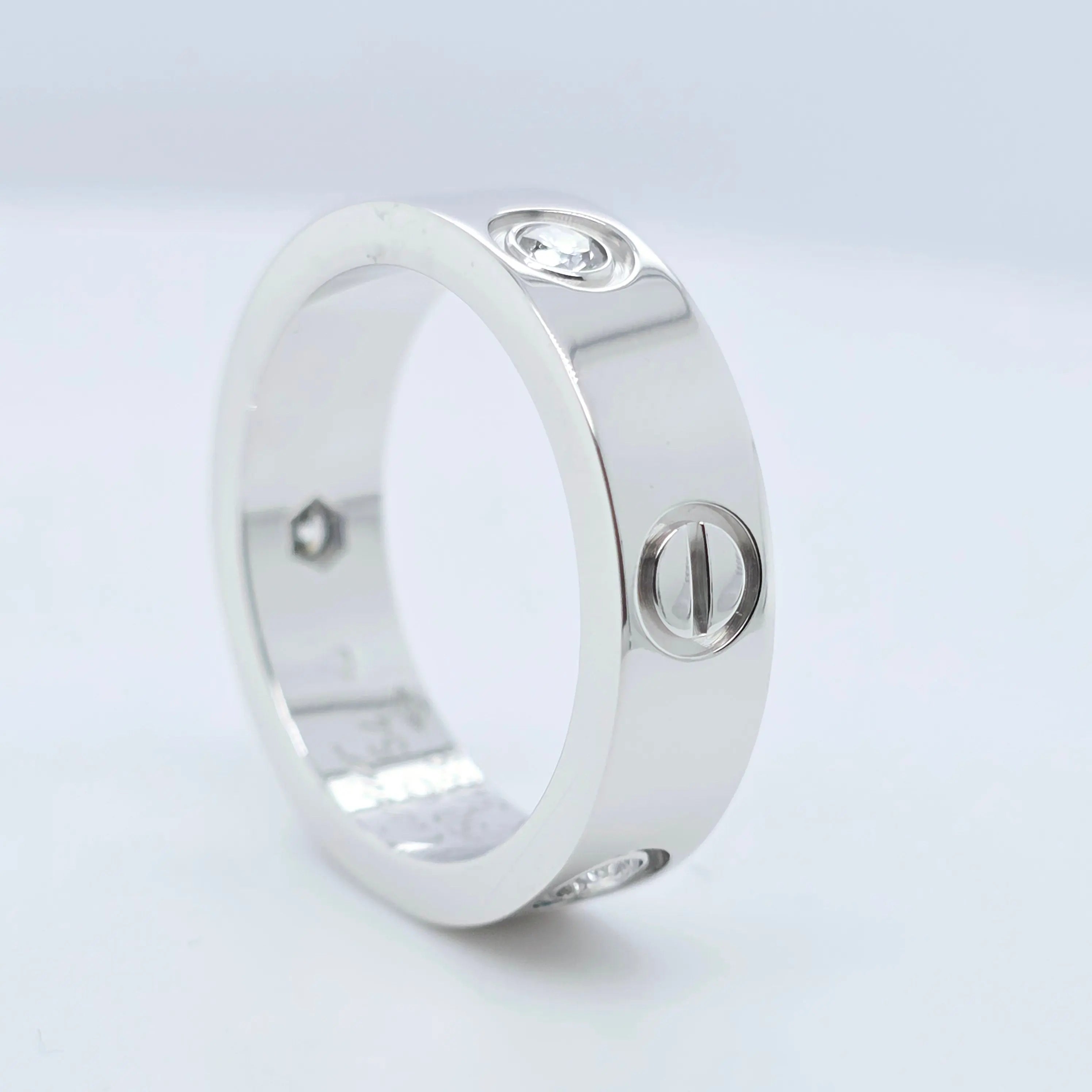 Cartier Love Ring – 18ct White Gold, 3 Diamonds, Size 54 Chloe's Jewellers