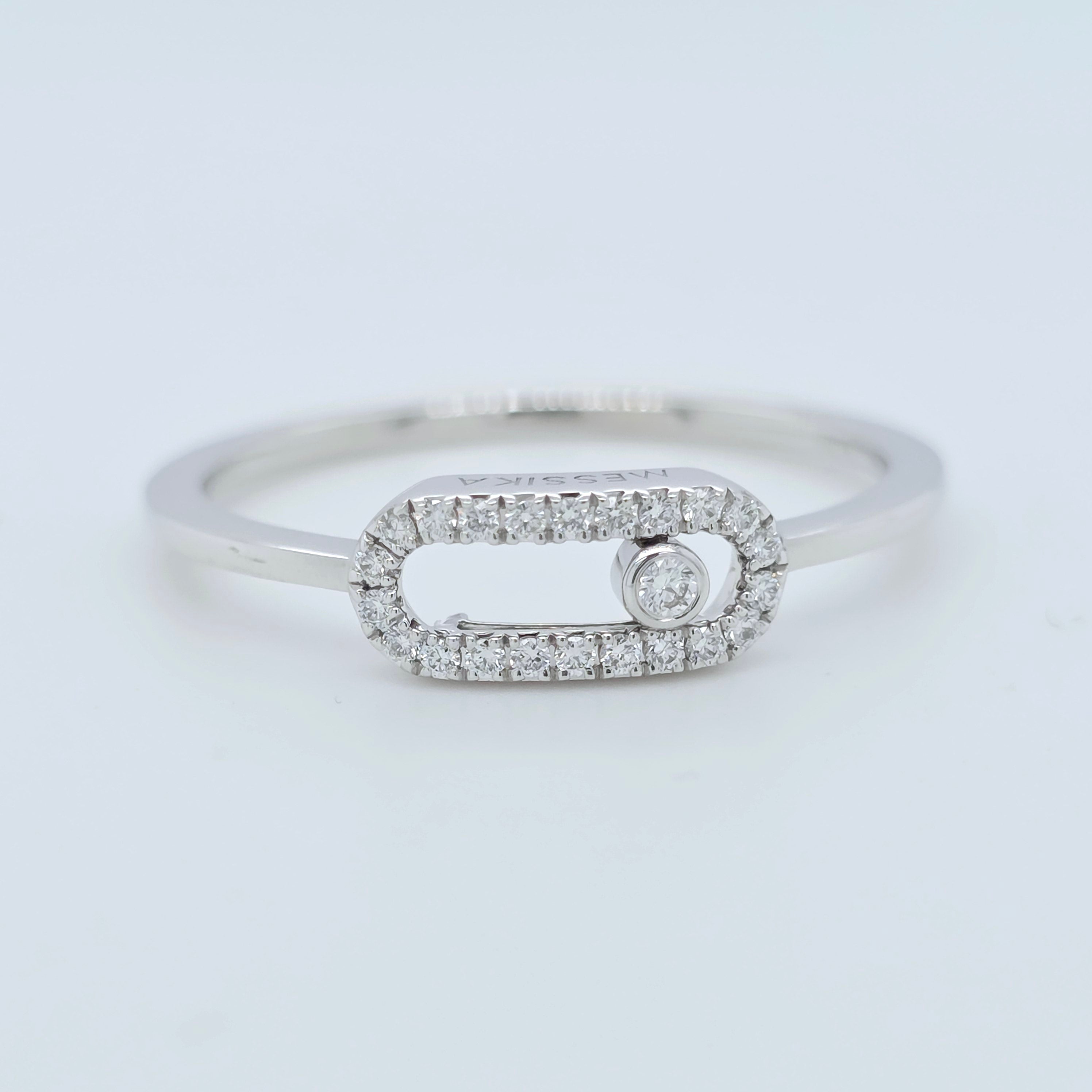 Messika Move Uno Ring – White Gold, 0.09ct Diamond, Pavé Set Chloe's Jewellers