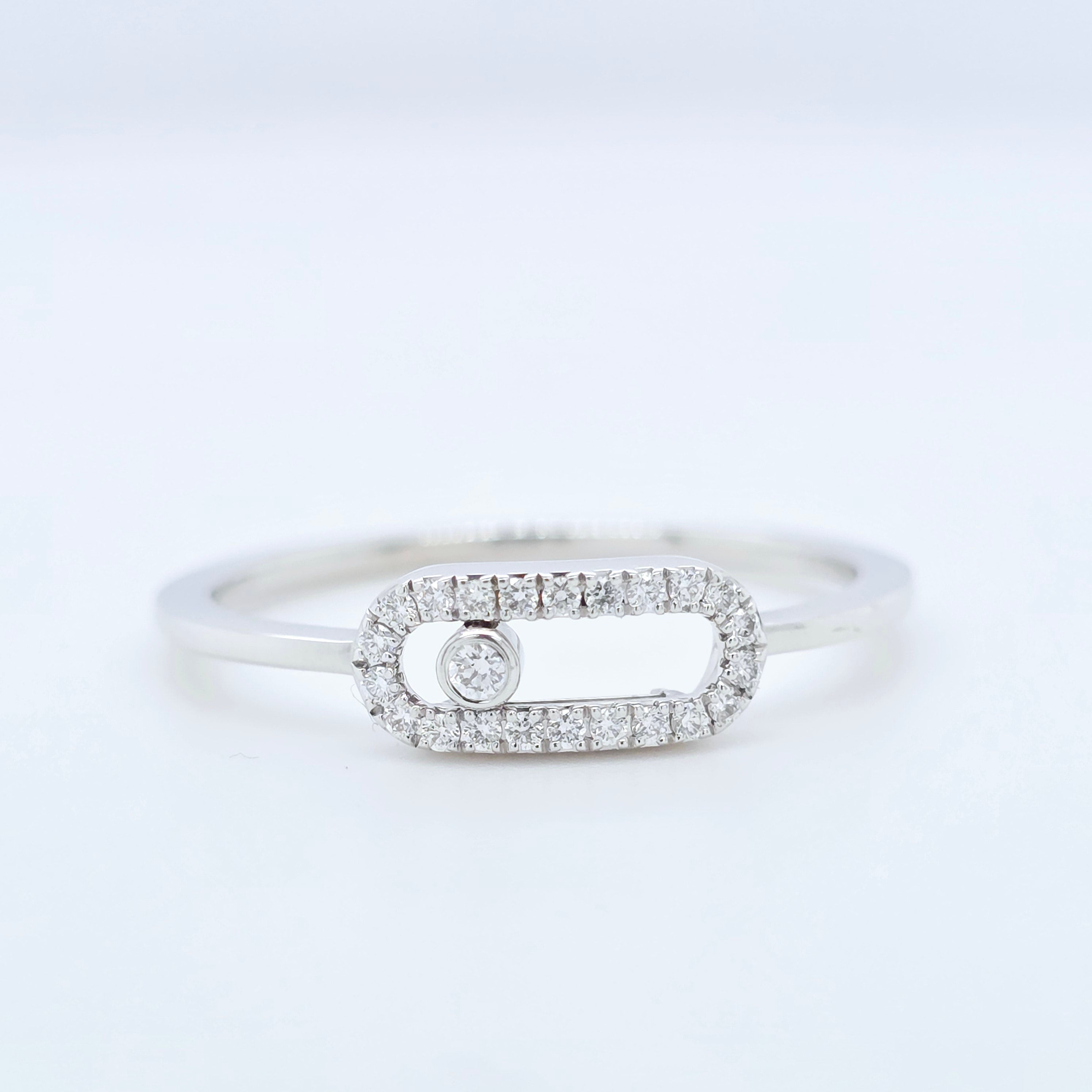 Messika Move Uno Ring – White Gold, 0.09ct Diamond, Pavé Set Chloe's Jewellers