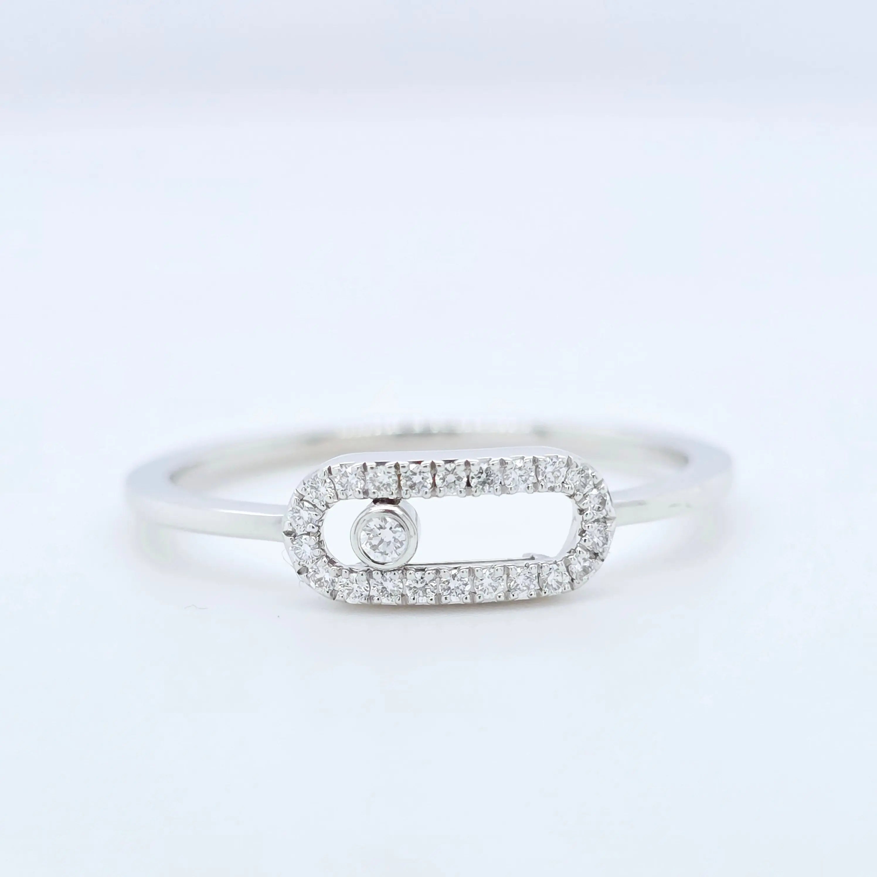Messika Move Uno Ring – White Gold, 0.09ct Diamond, Pavé Set Chloe's Jewellers