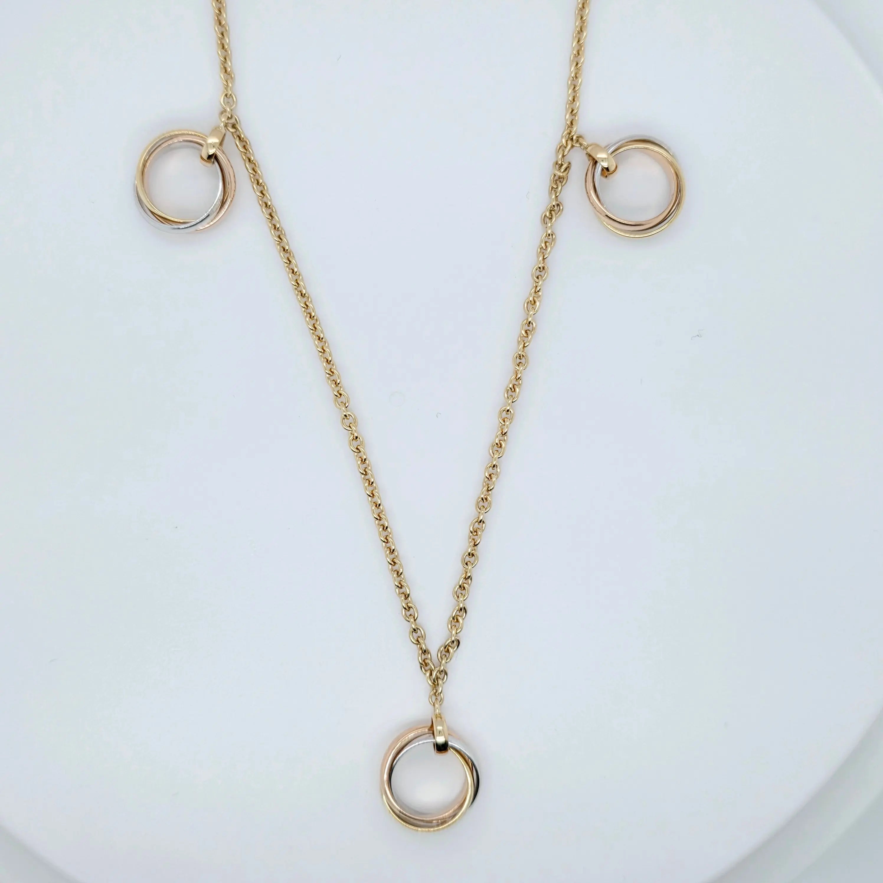 Vintage Cartier Trinity Necklace – 18ct Tri-Gold, 3 Pendants Chloe's Jewellers