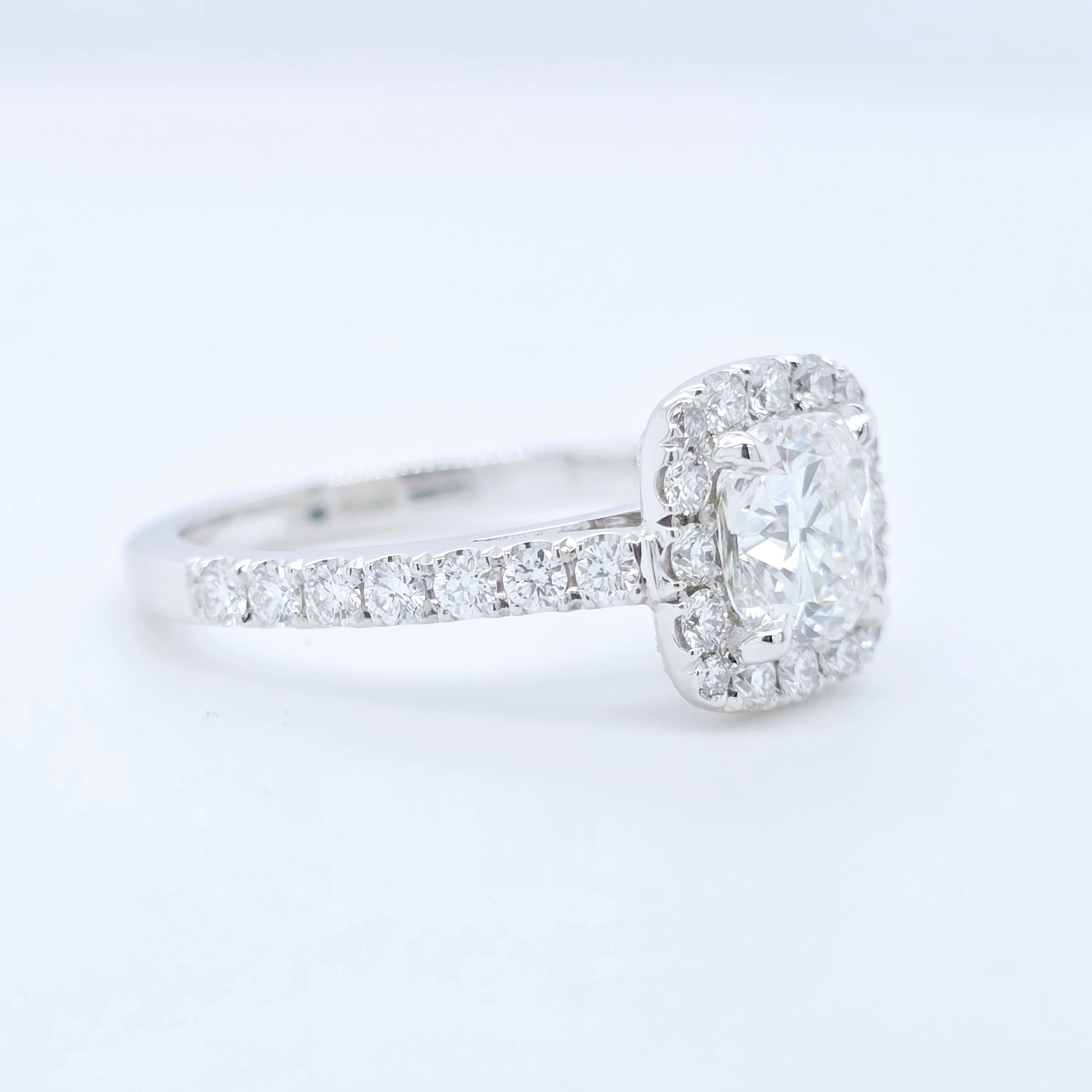 Pre-Owned Hirsh London Regal Diamond Ring – 1.02ct Cushion Cut in Platinum Chloe's Jewellers