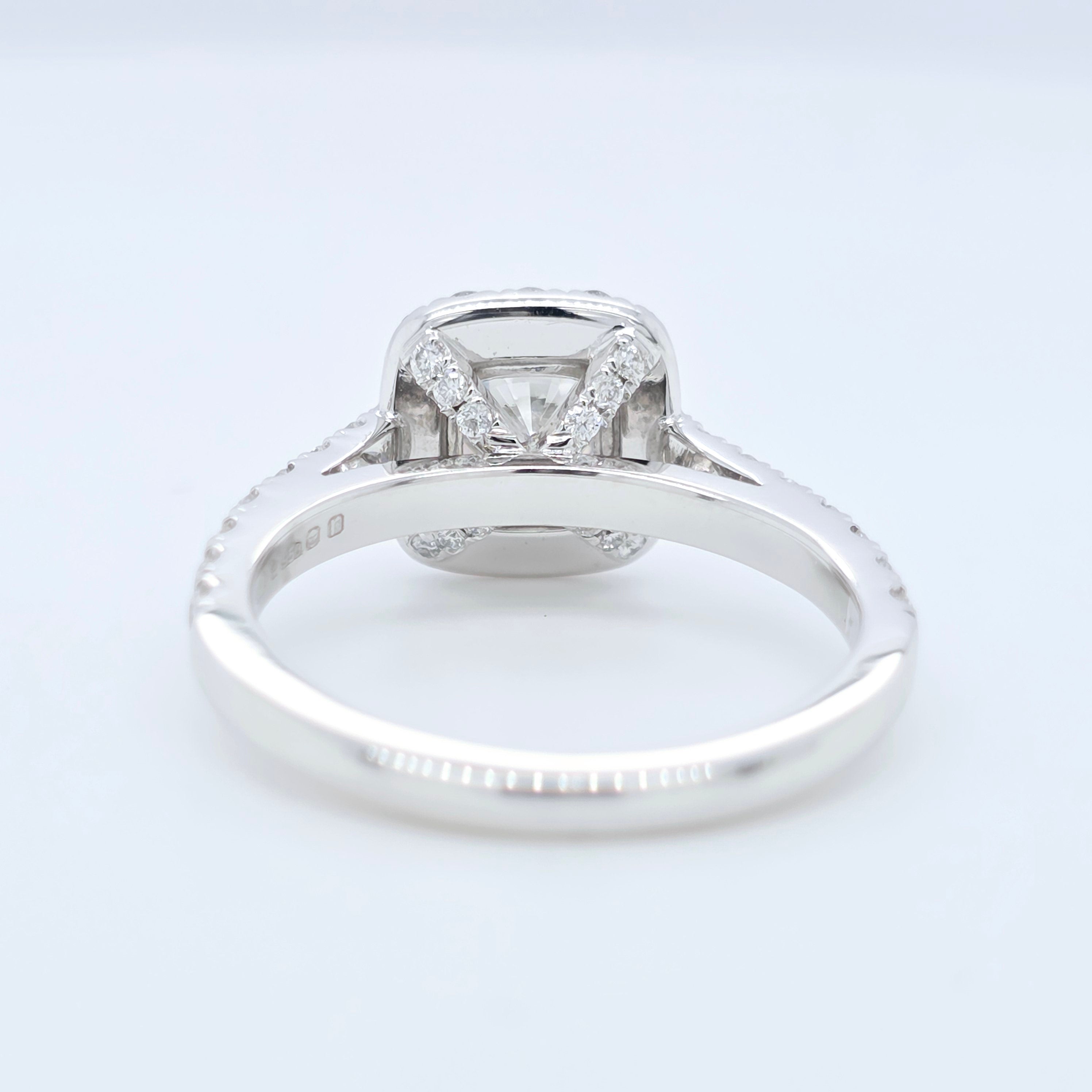 Pre-Owned Hirsh London Regal Diamond Ring – 1.02ct Cushion Cut in Platinum Chloe's Jewellers