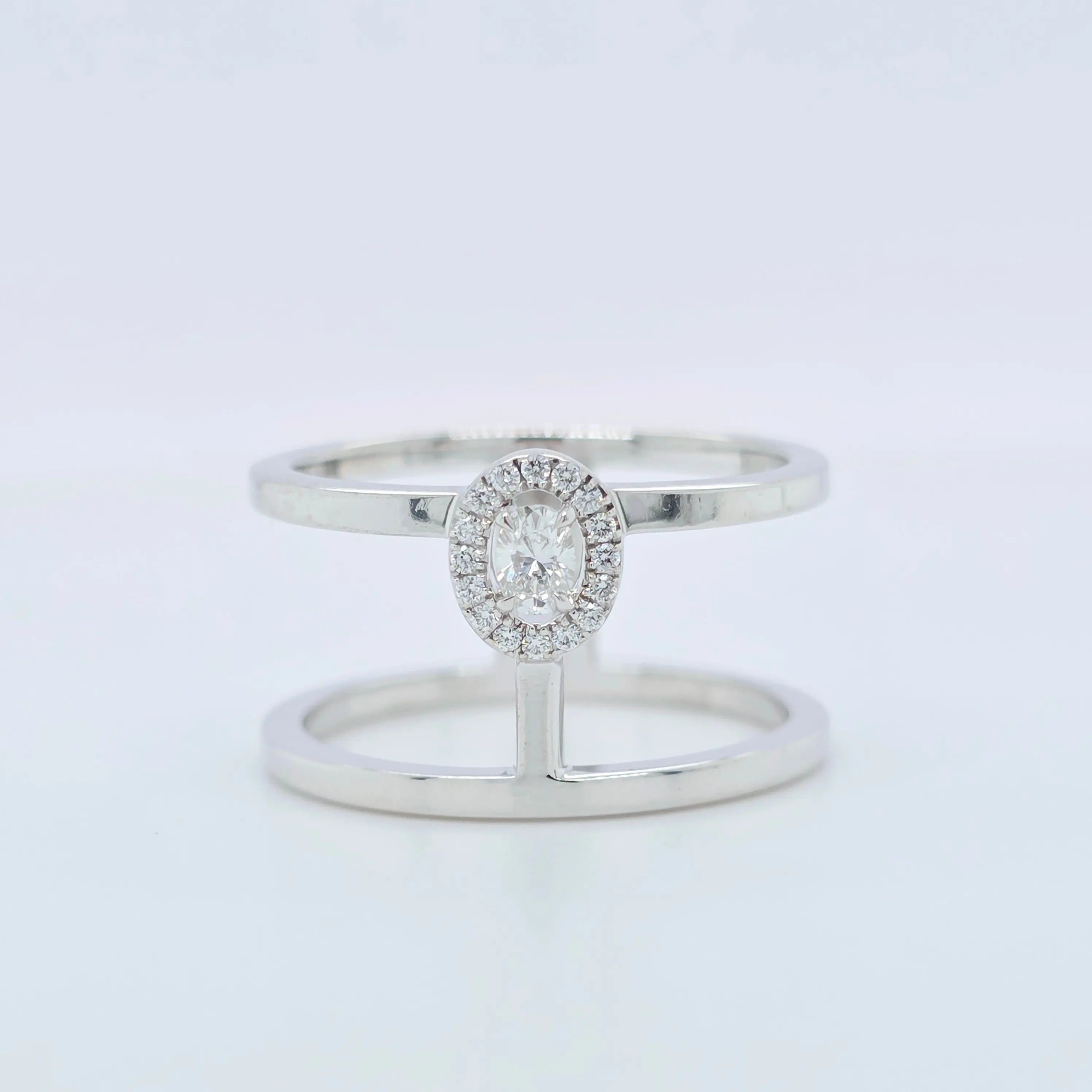 Pre-Owned Messika Glam’Azone 2 Row Ring | 0.15ct Diamonds, 18K Gold | Size 53 Chloe's Jewellers