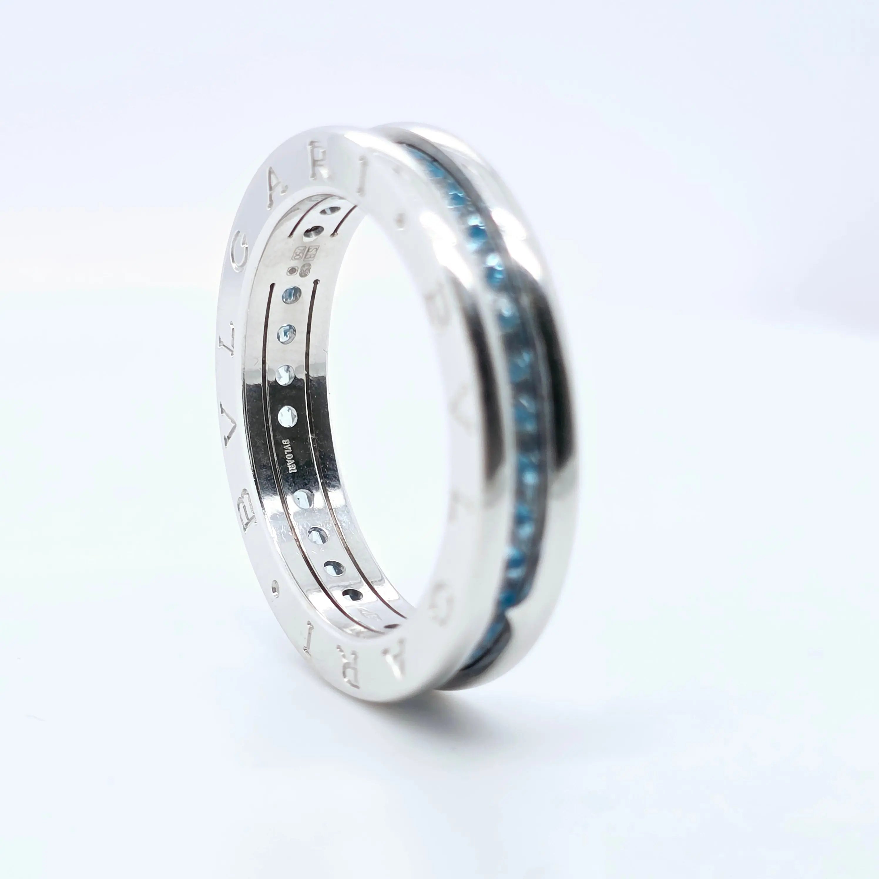 Pre-Owned Bvlgari B.zero1 Blue Topaz Ring | 18K White Gold, Size 60 Chloe's Jewellers